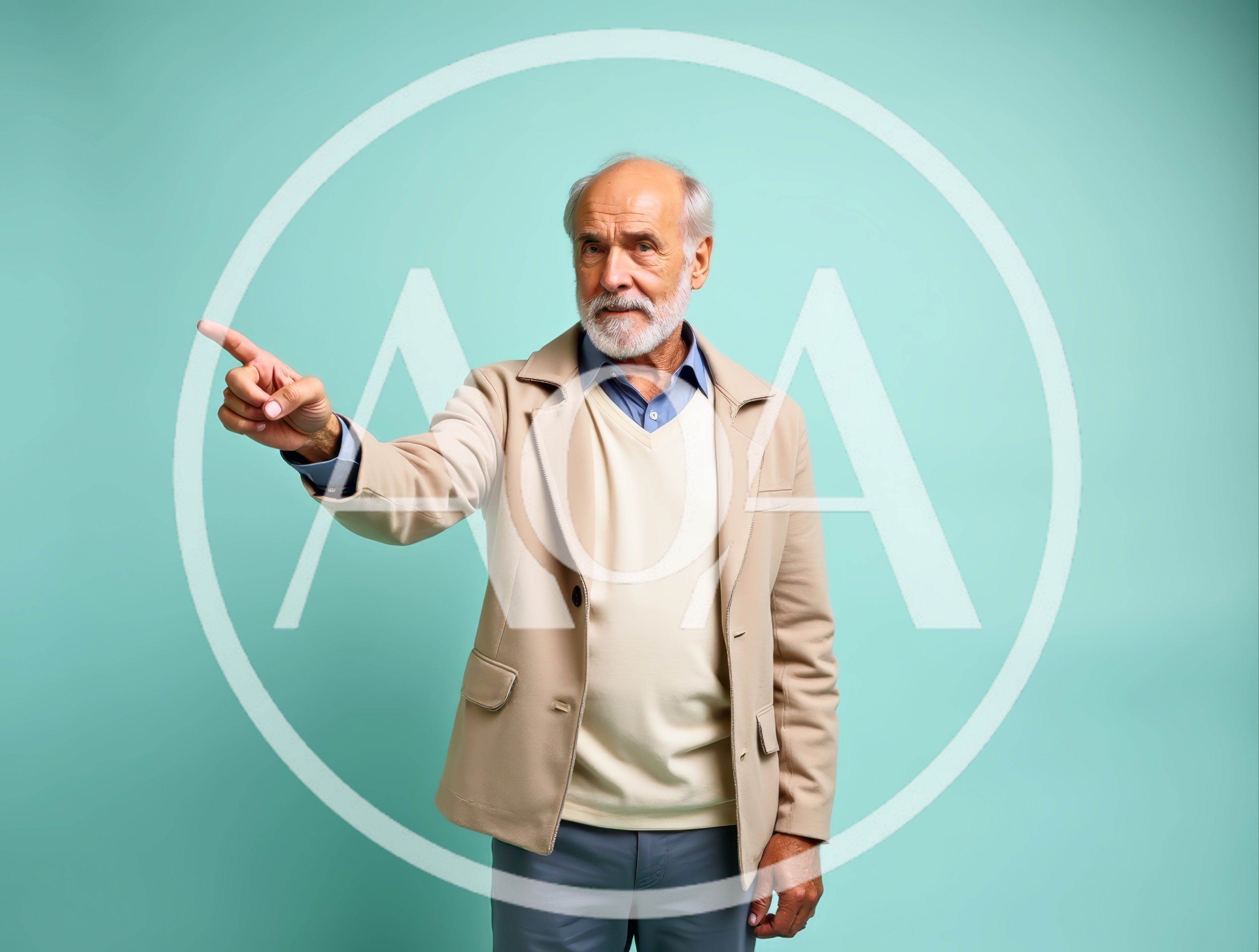 Senior Man Pointing To The Side