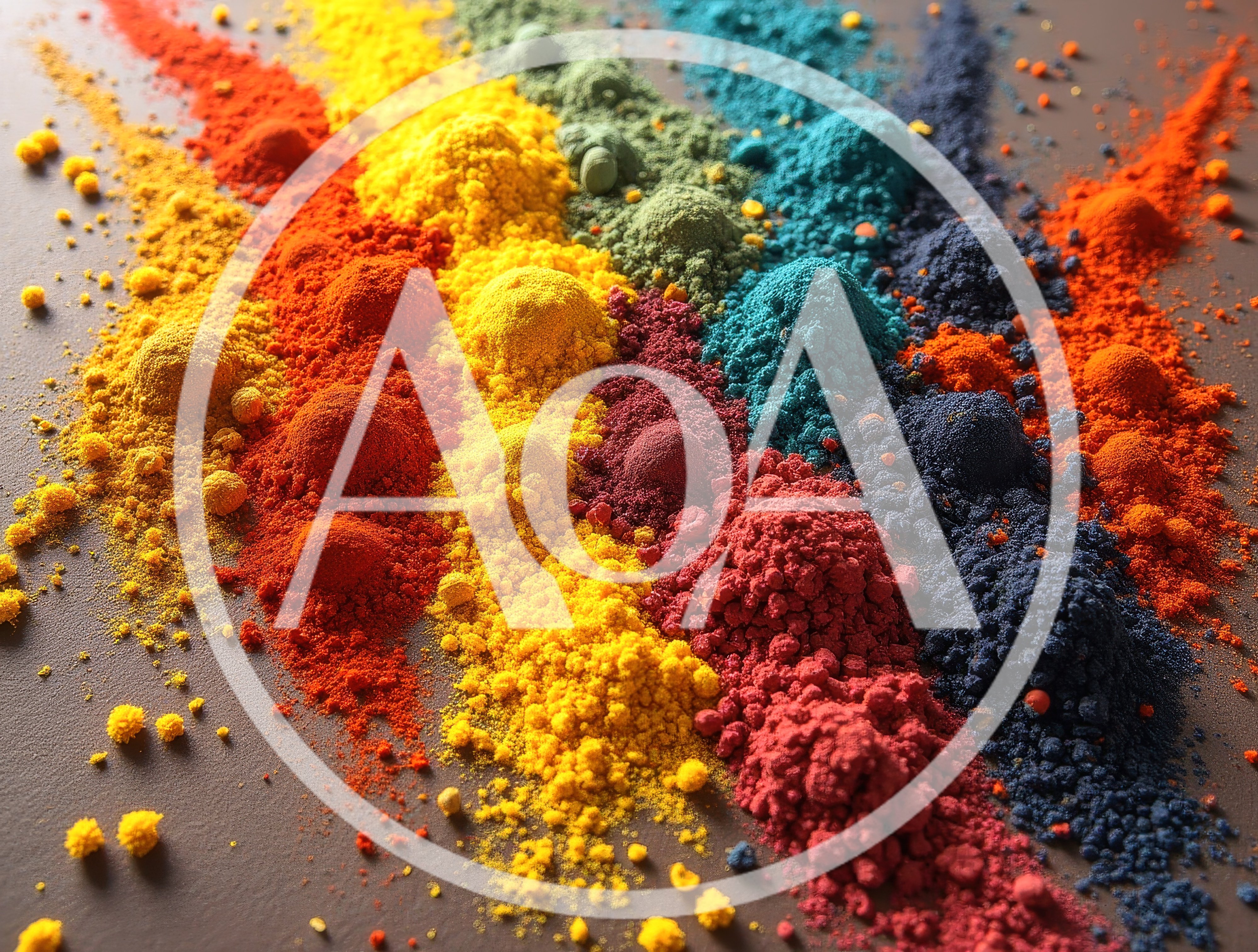Vibrant Colored Pigment Powder Piles On Dark Surface