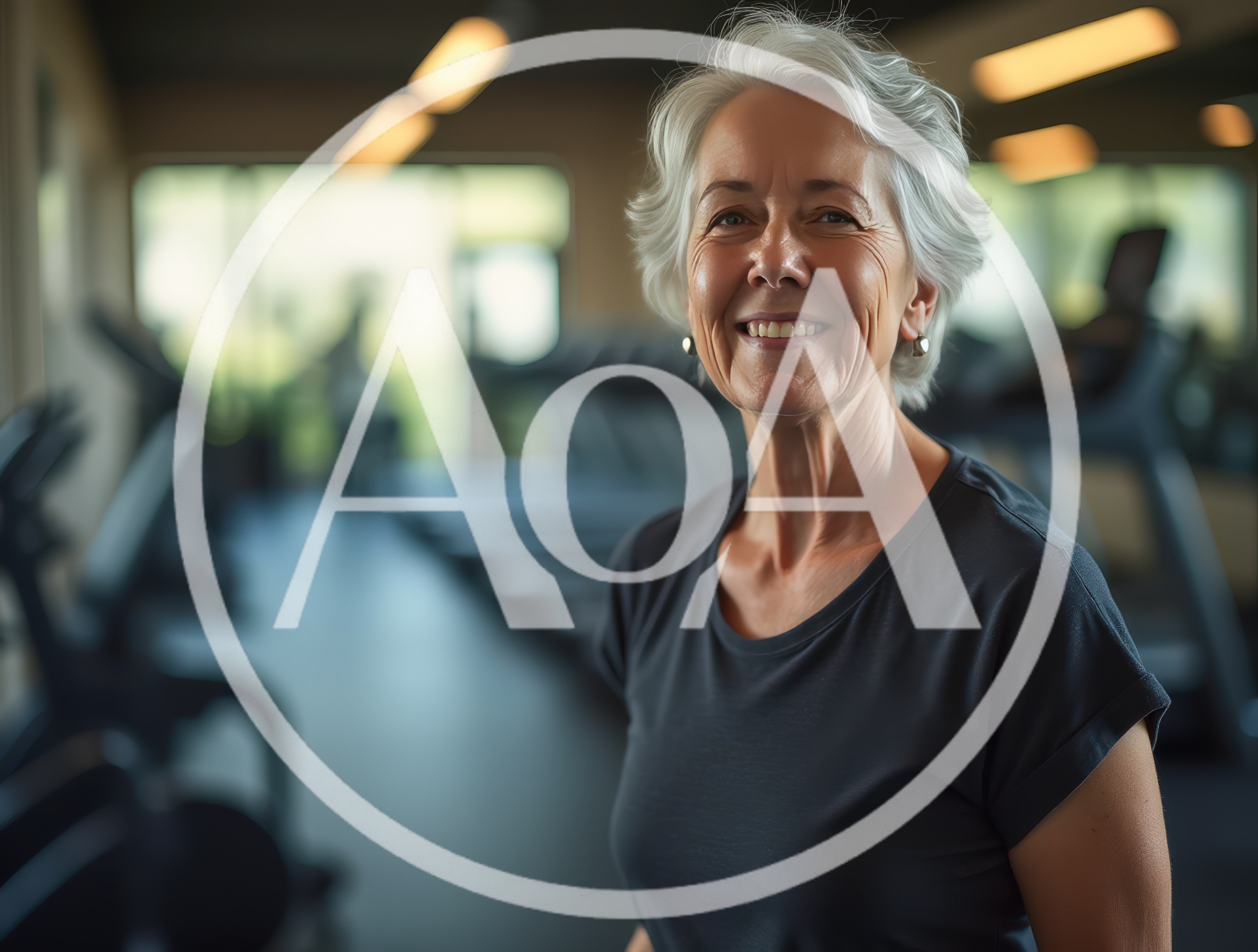 Smiling Senior Woman Exercising In A Modern Gym
