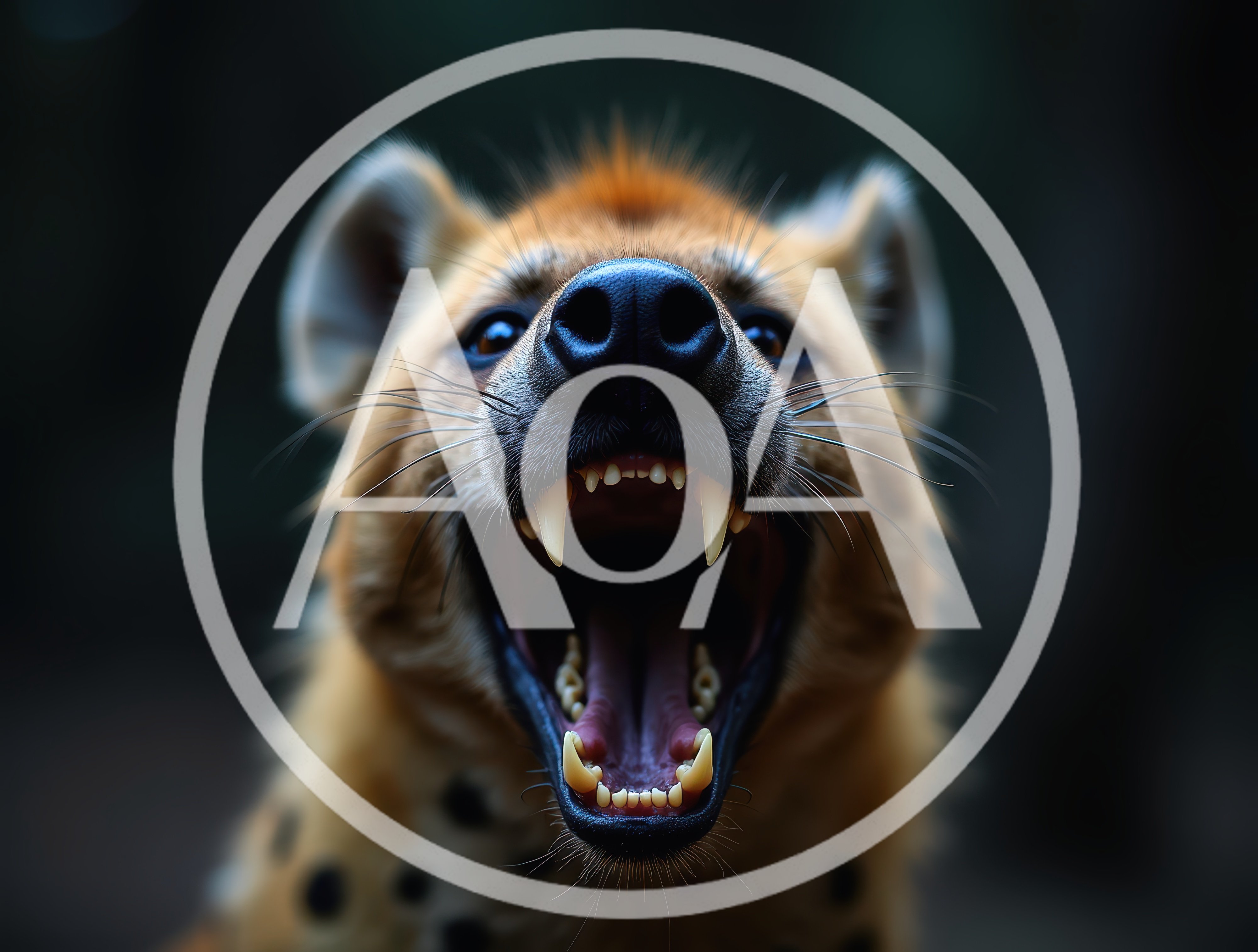 Close Up Portrait Of A Snarling Spotted Hyena