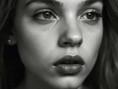 Close Up Portrait Of A Young Woman