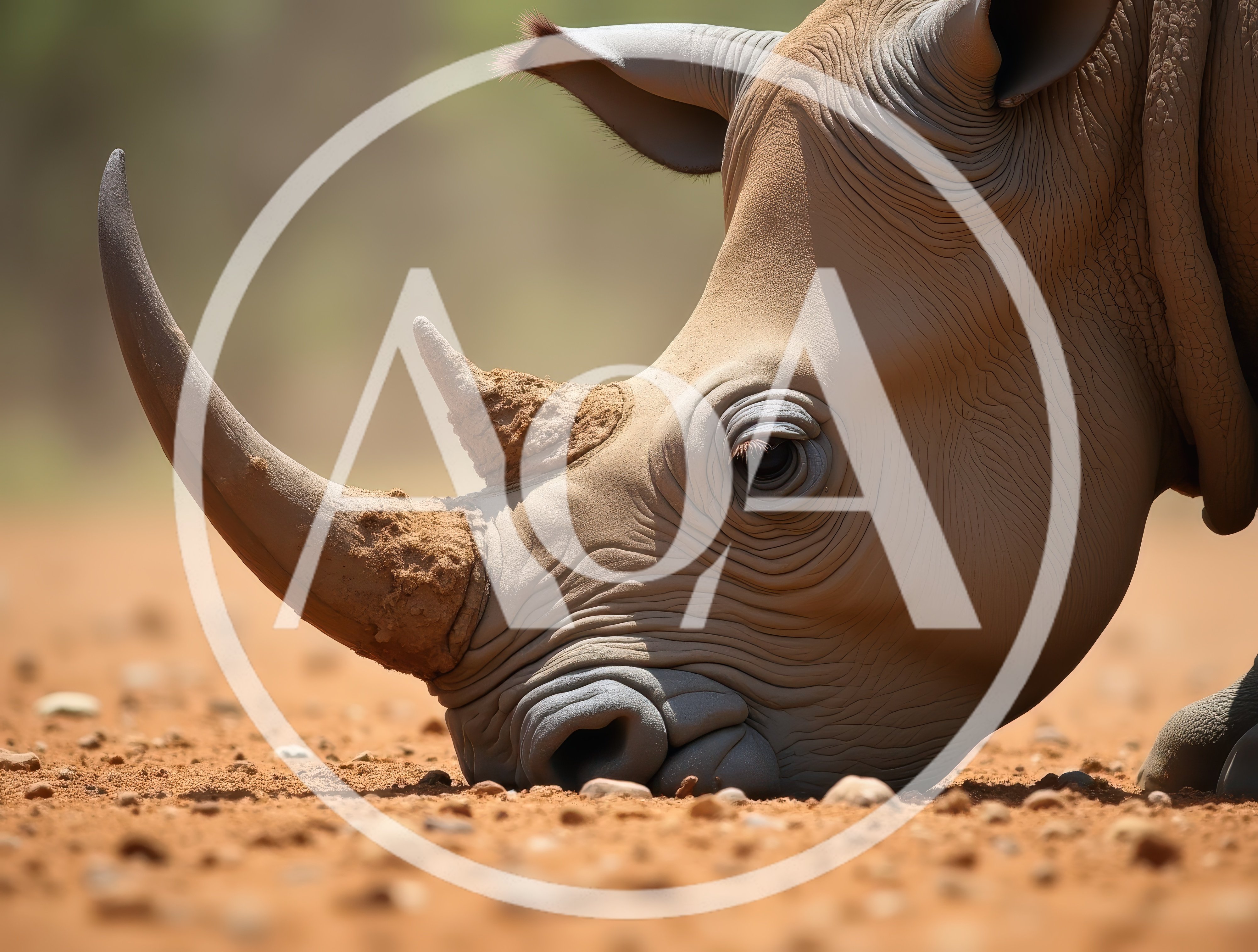 Close Up Portrait Of A White Rhinoceros