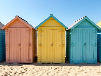 Colorful Beach Huts On Brighton Beach