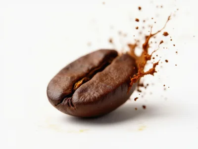 Single Roasted Coffee Bean With Dynamic Liquid Splash