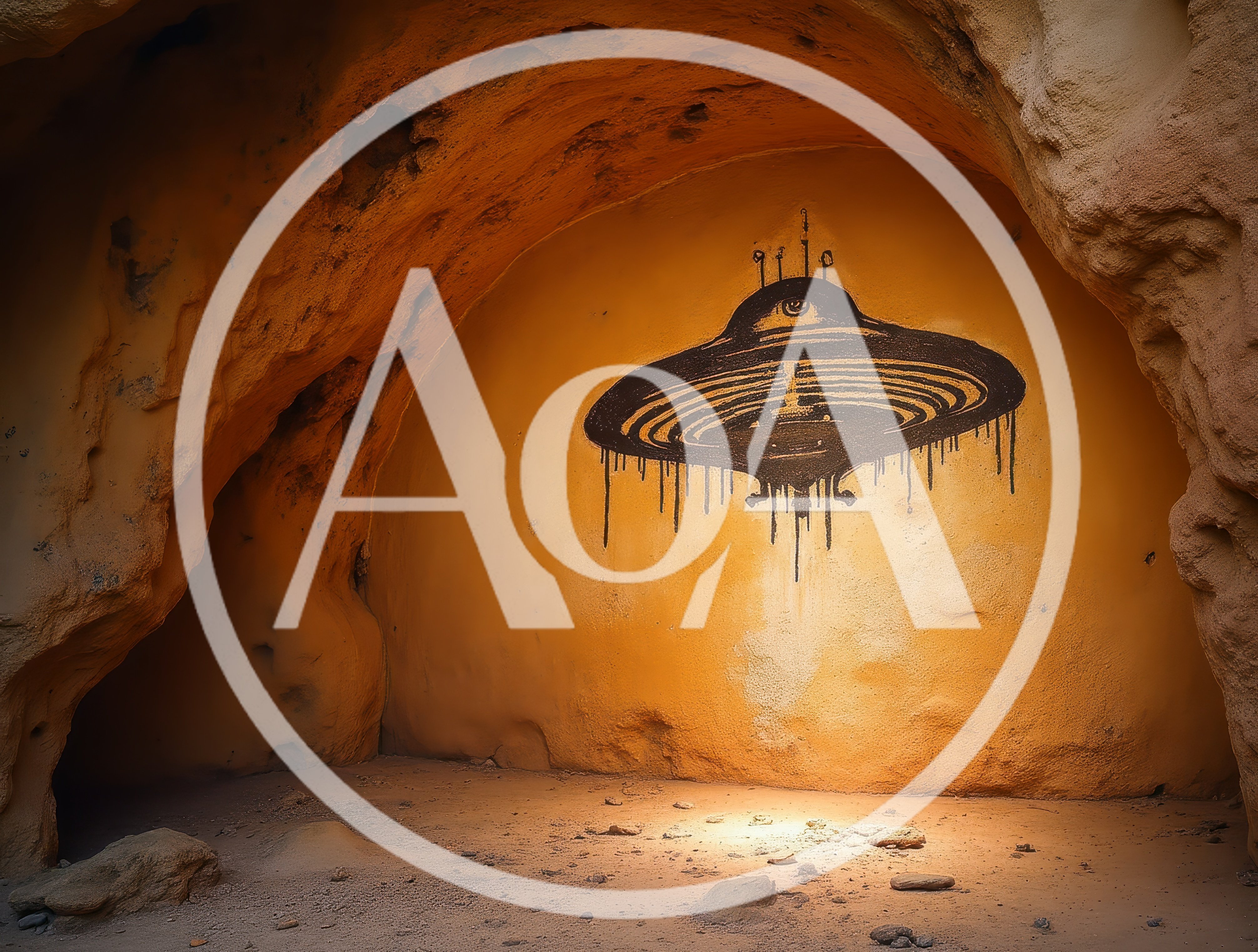 UFO Graffiti Art Inside A Natural Sandstone Cave
