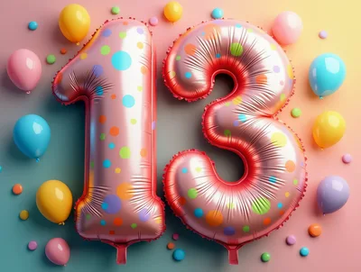 Thirteenth Birthday Celebration Balloon Number Thirteen