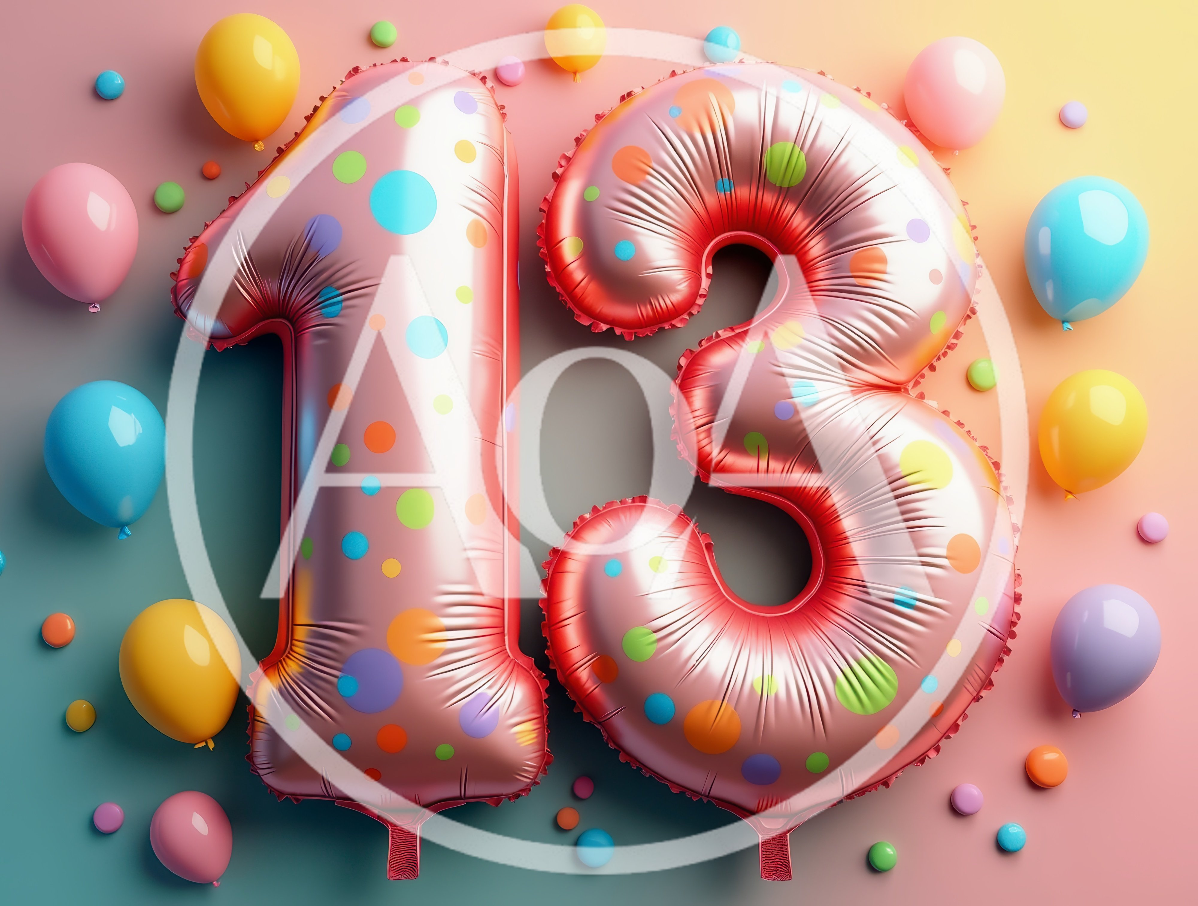 Thirteenth Birthday Celebration Balloon Number Thirteen