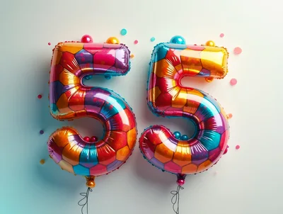 Colorful Number Fifty Five Foil Balloons