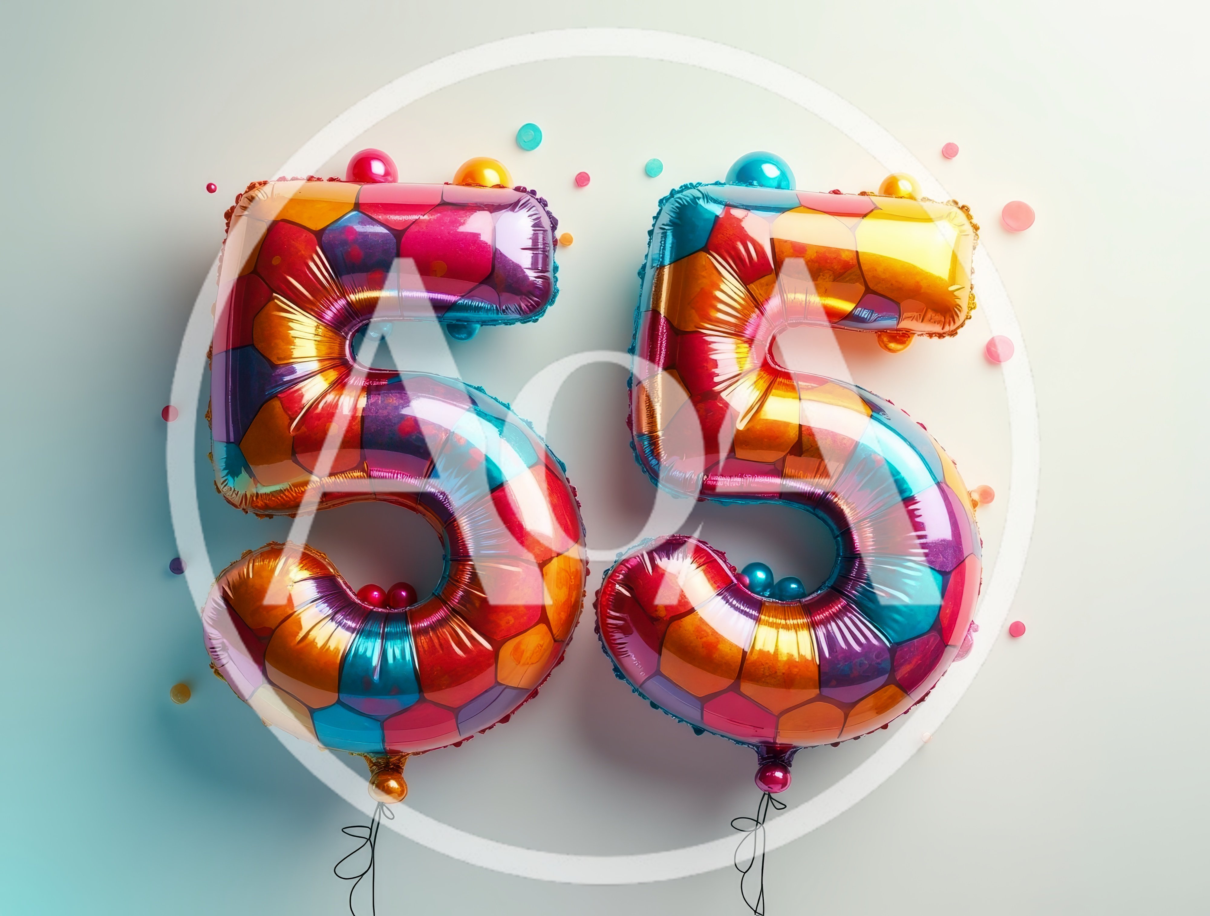 Colorful Number Fifty Five Foil Balloons