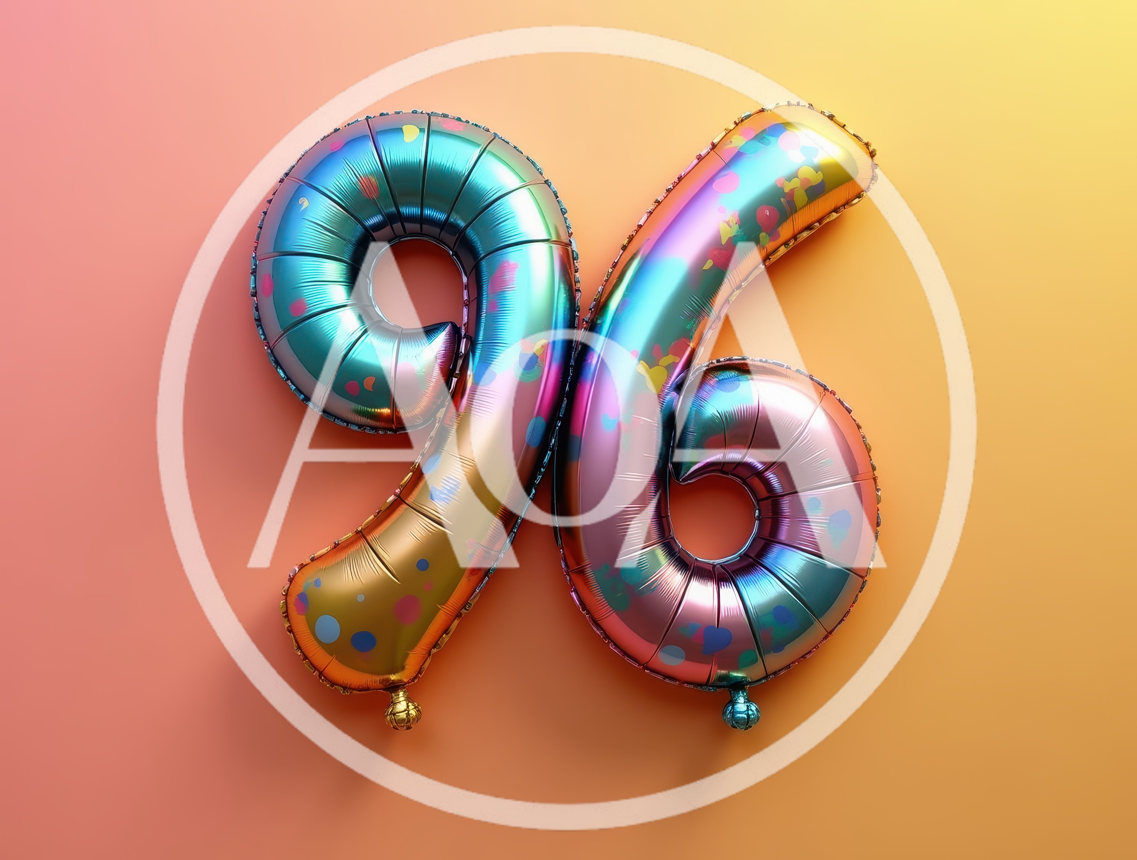 Iridescent Foil Balloon Number Ninety Six