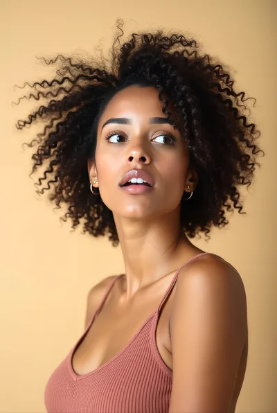 Portrait Of A Beautiful Woman With Curly Hair