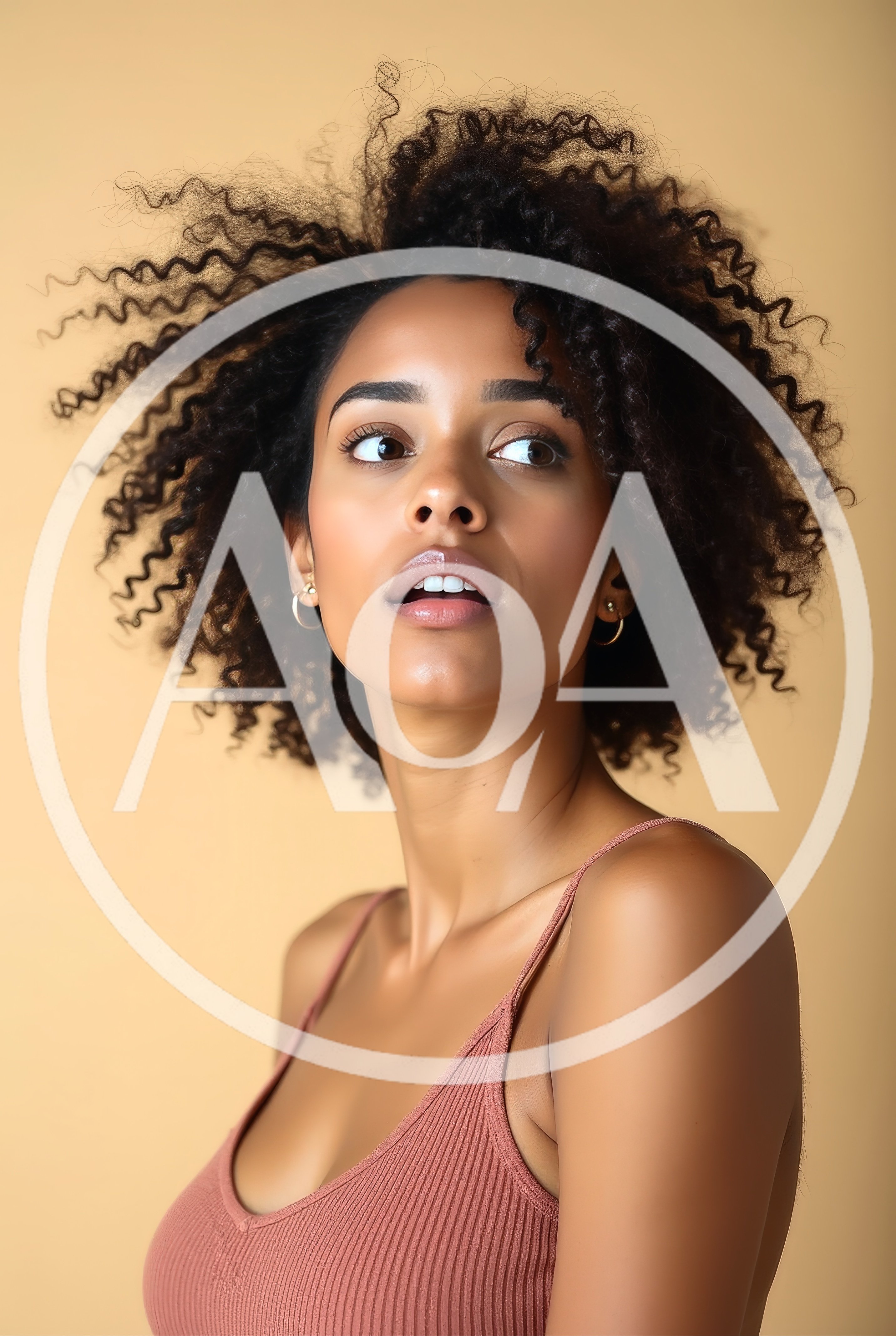 Portrait Of A Beautiful Woman With Curly Hair
