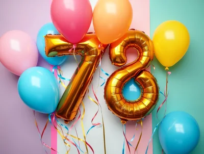 Gold Number 78 Balloons With Colorful Party Decorations