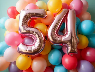 Rose Gold Number Fifty Four Balloons