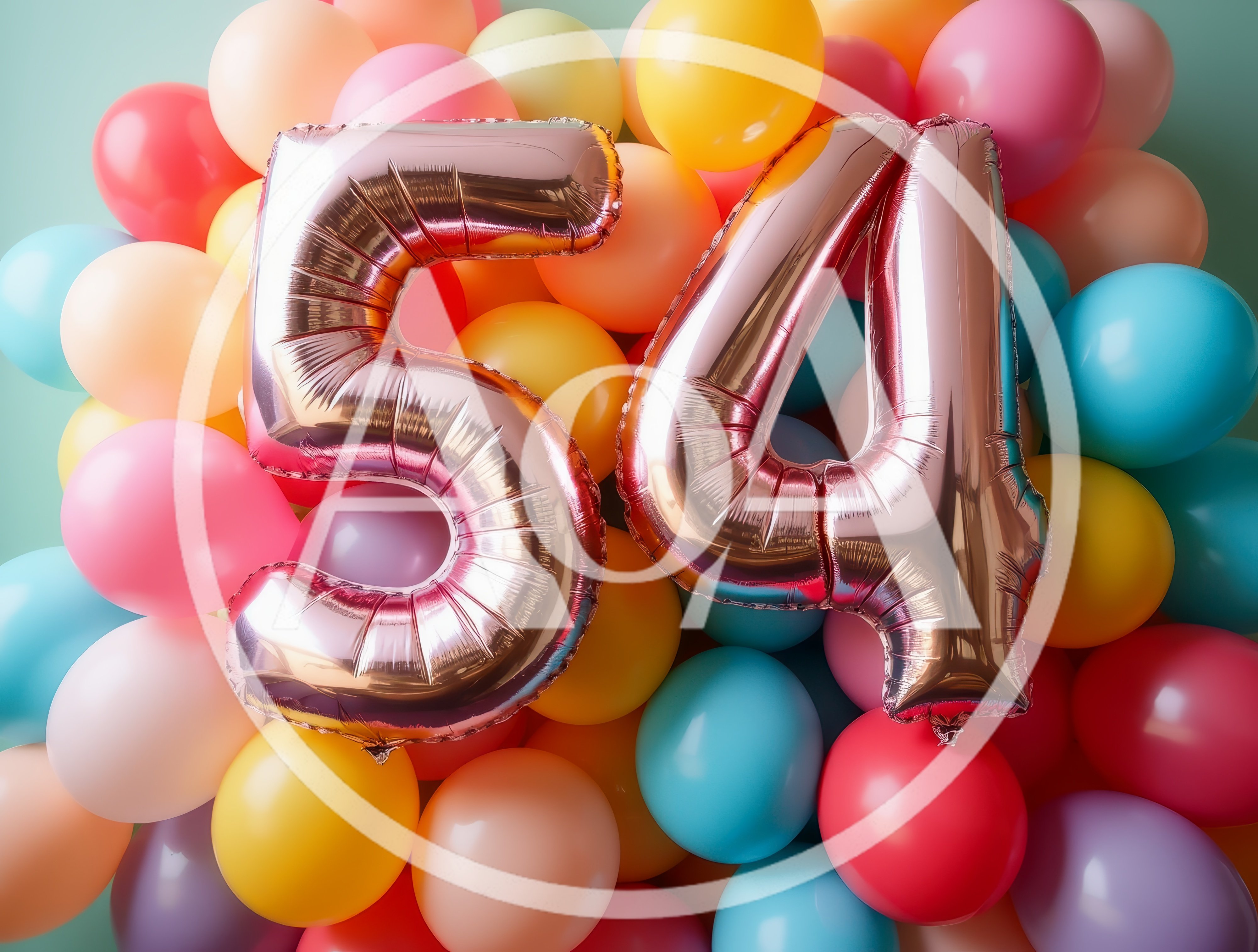 Rose Gold Number Fifty Four Balloons