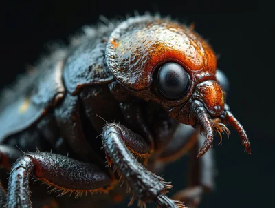 Extreme Macro Close Up Of A Beetle Head