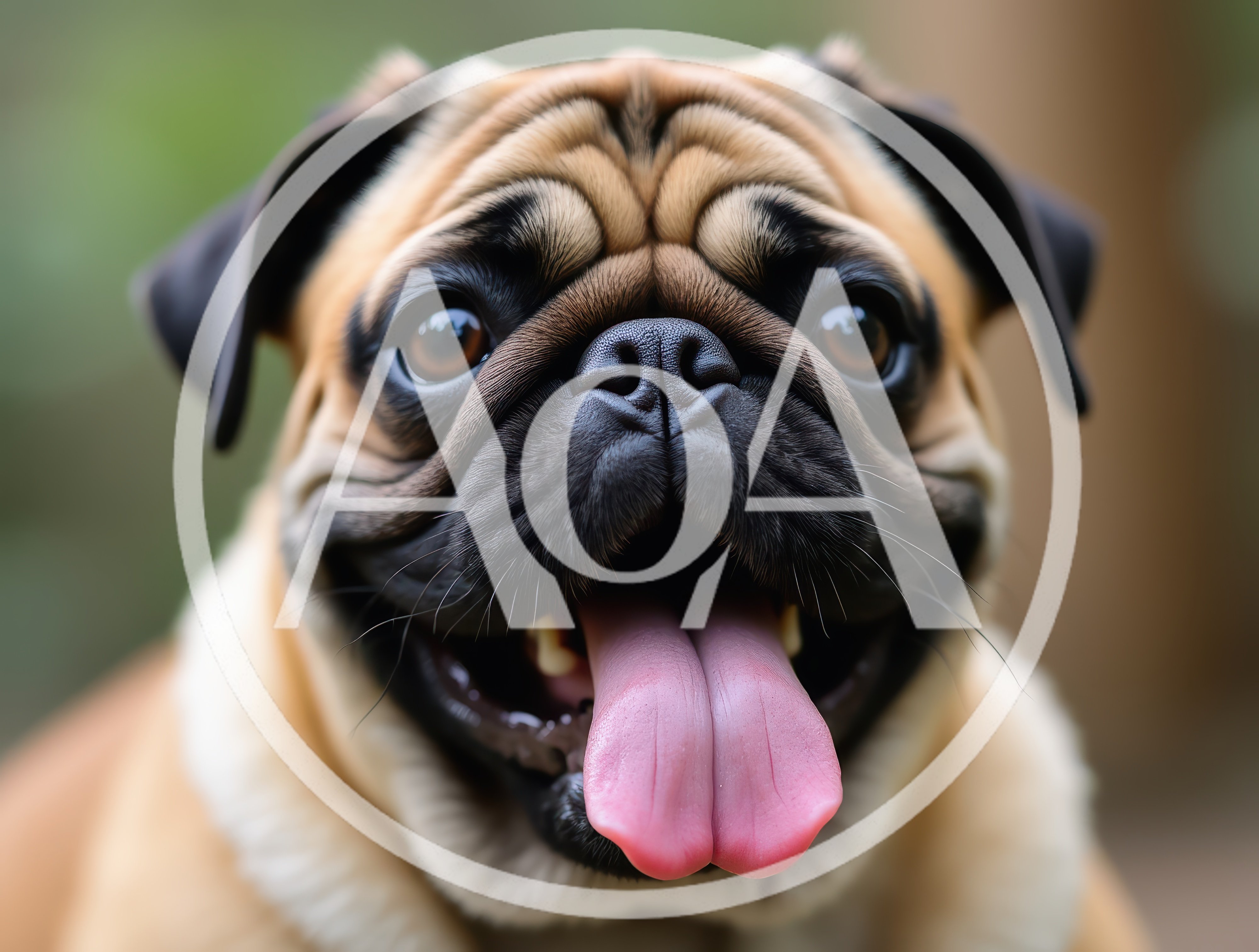 Close Up Portrait Of A Happy Pug Dog