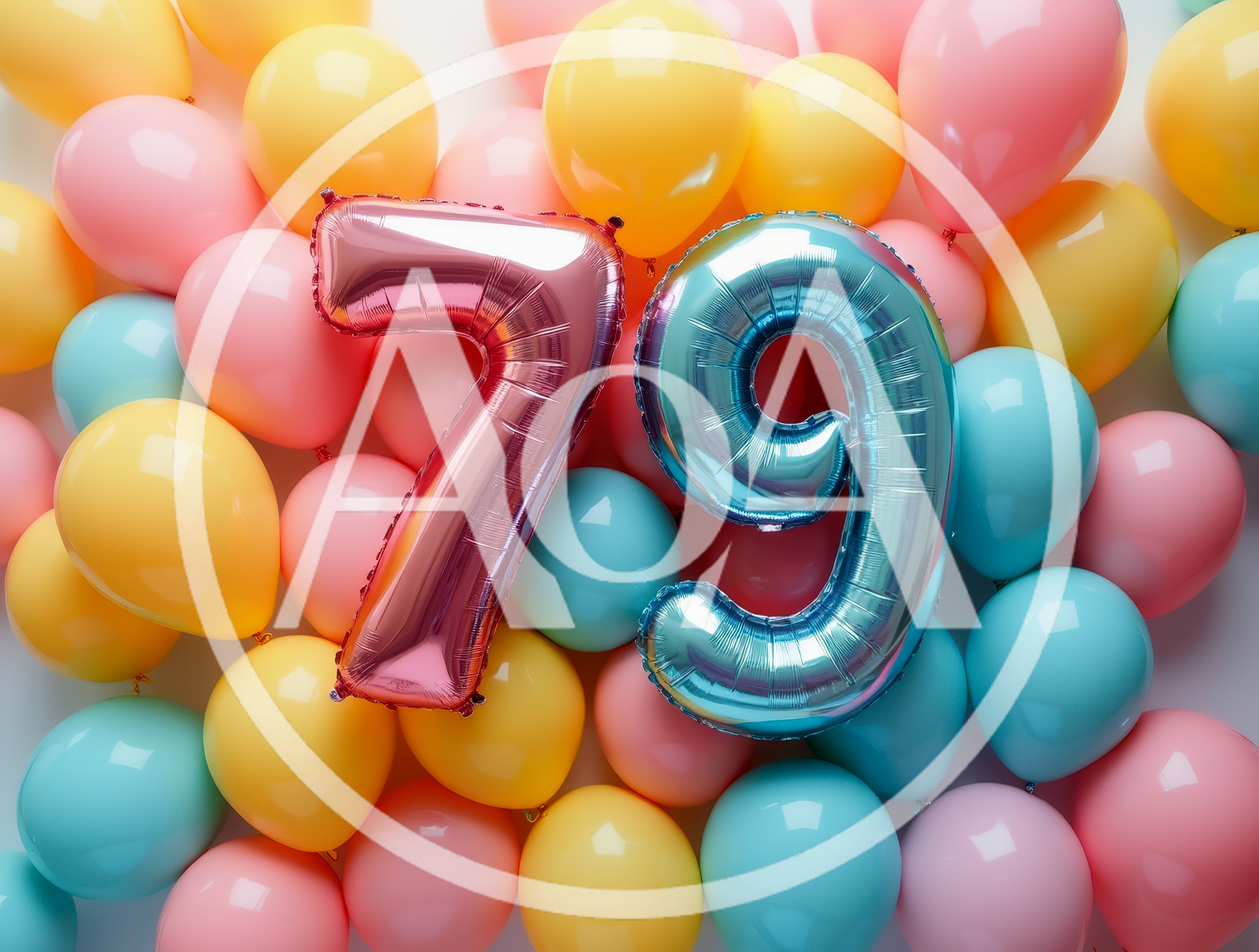 Seventy Nine Number Balloons With Colorful Party Balloons