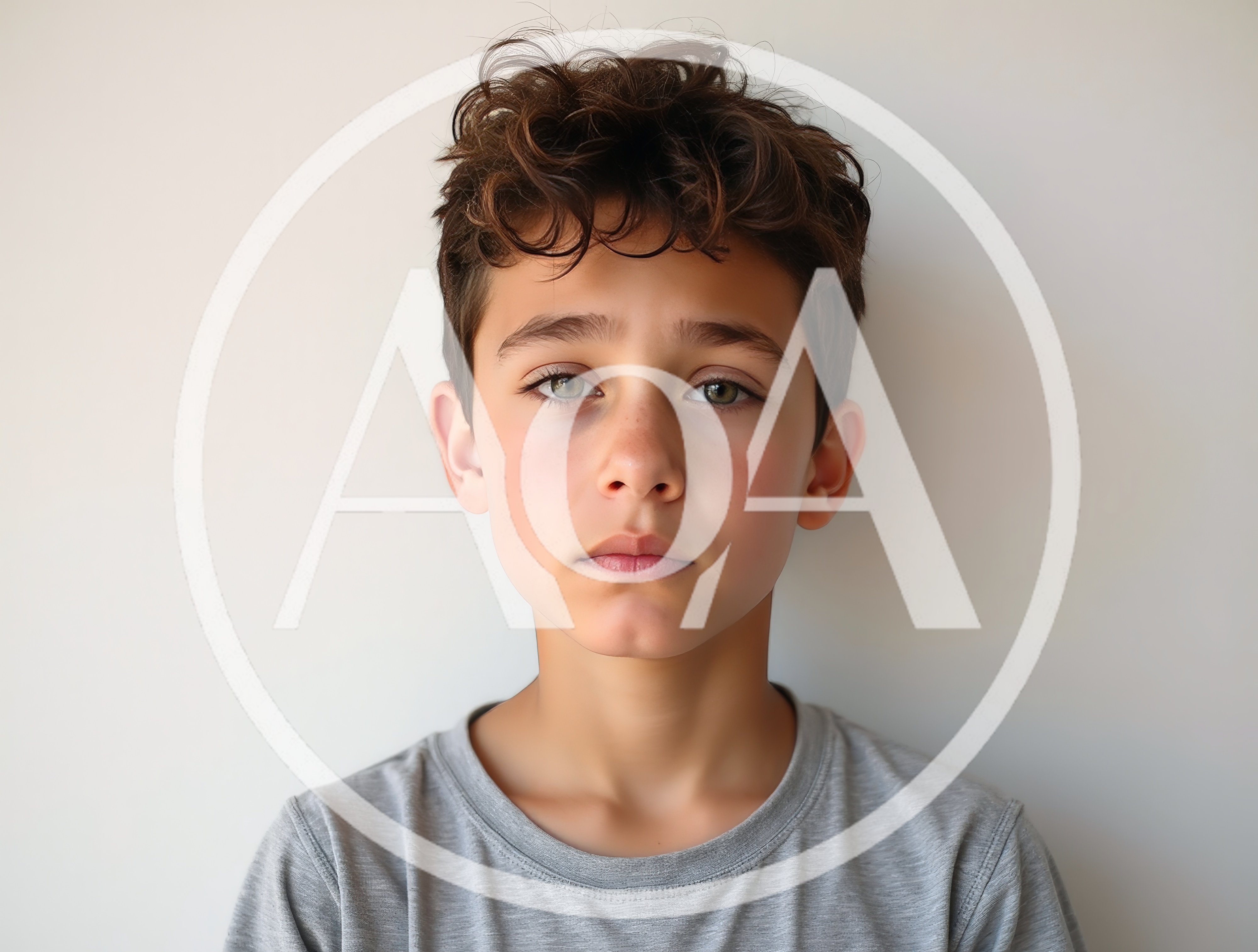 Portrait Of A Young Boy With Curly Hair