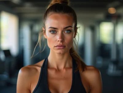 Portrait Of A Focused Woman In A Gym