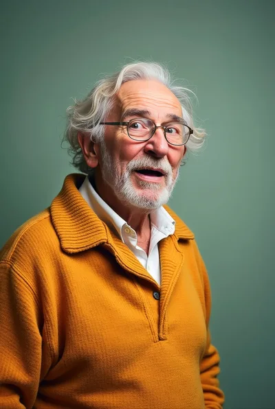 Surprised Elderly Man Wearing Yellow Sweater