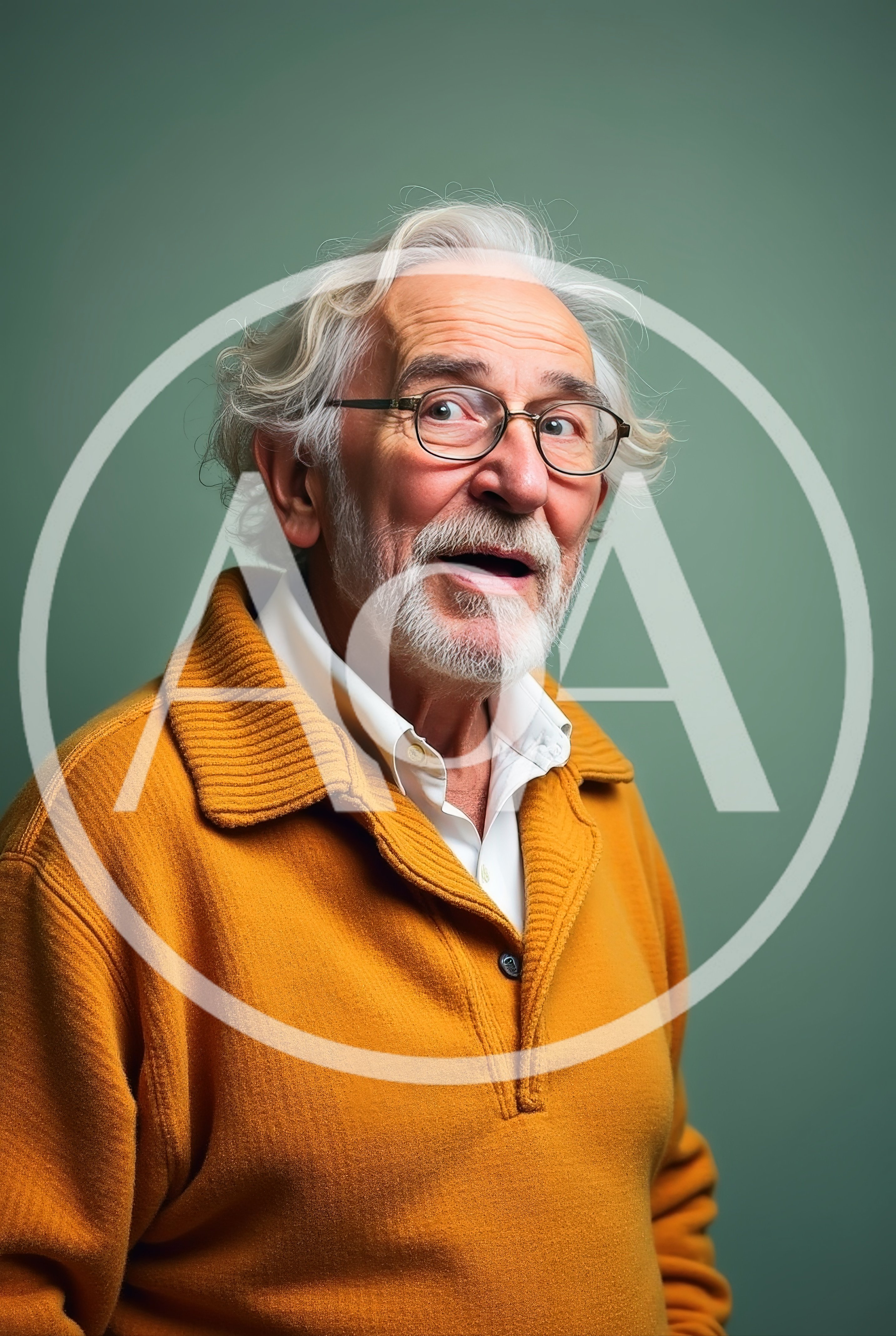 Surprised Elderly Man Wearing Yellow Sweater