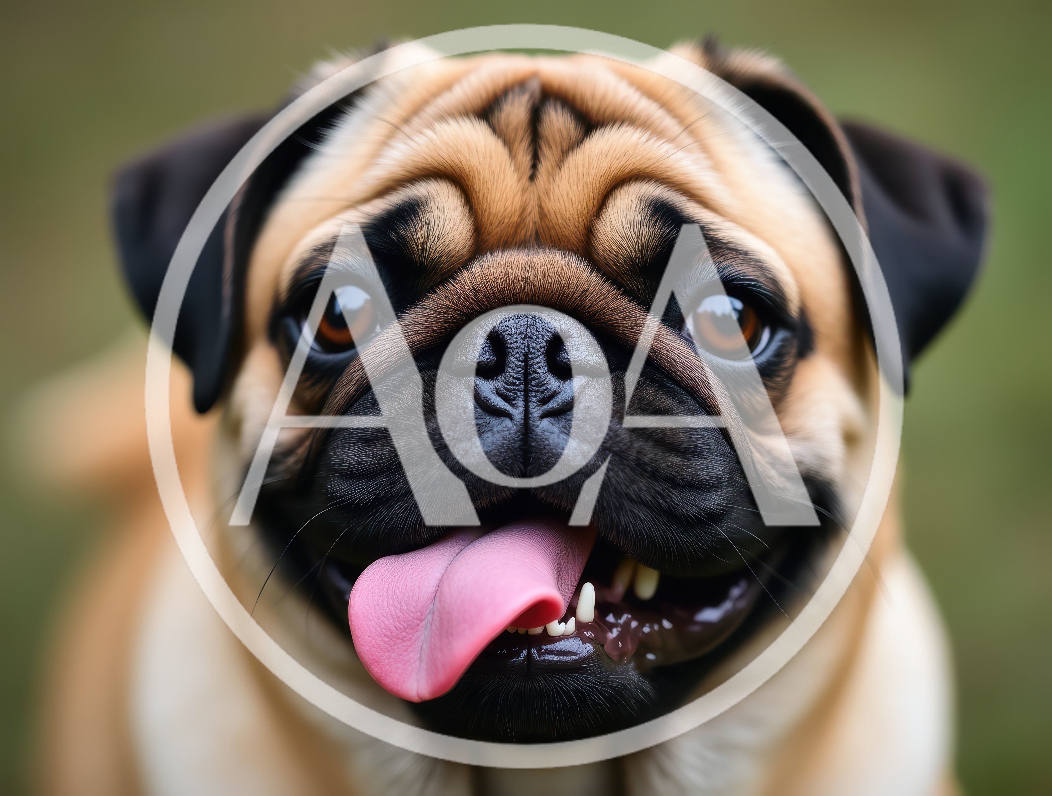 Close Up Portrait Of A Happy Pug Dog