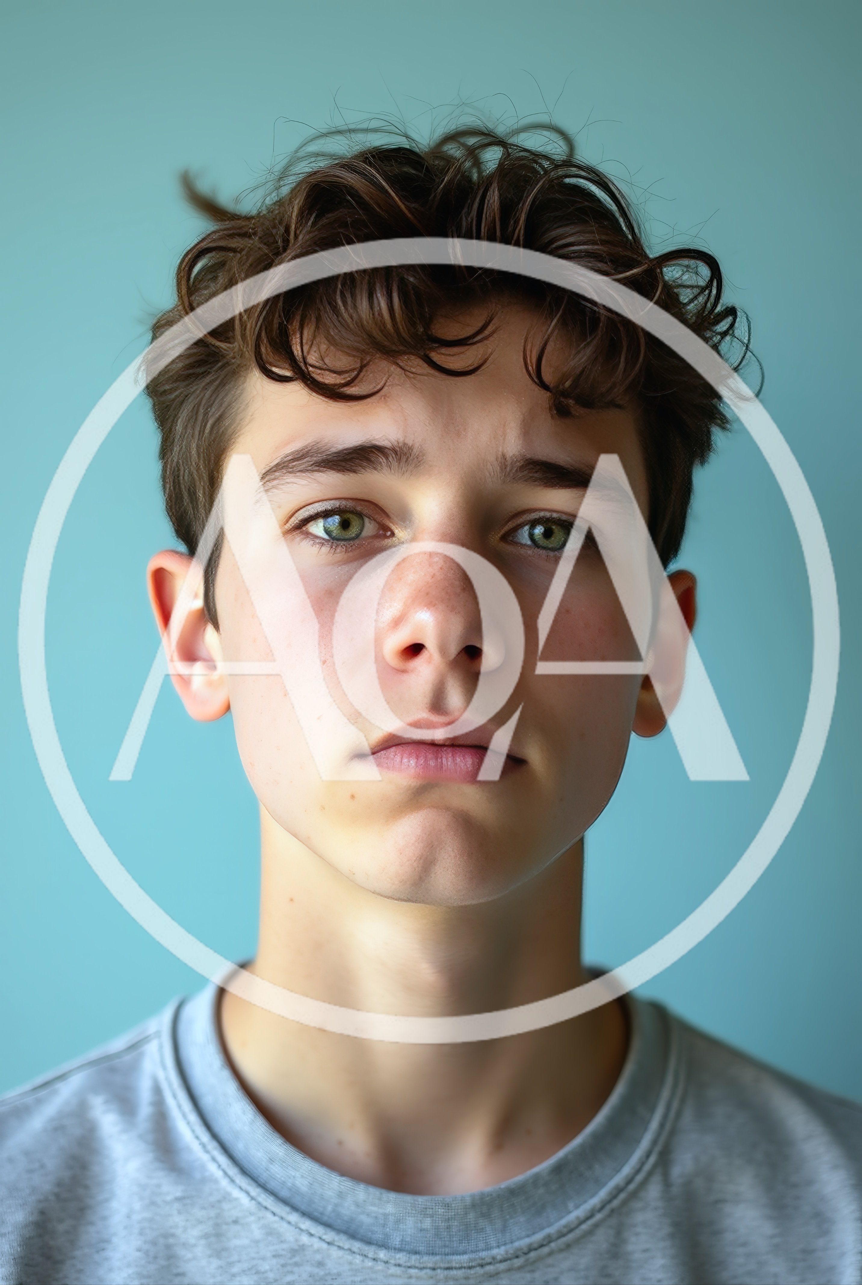 Portrait Of A Young Man With Curly Brown Hair