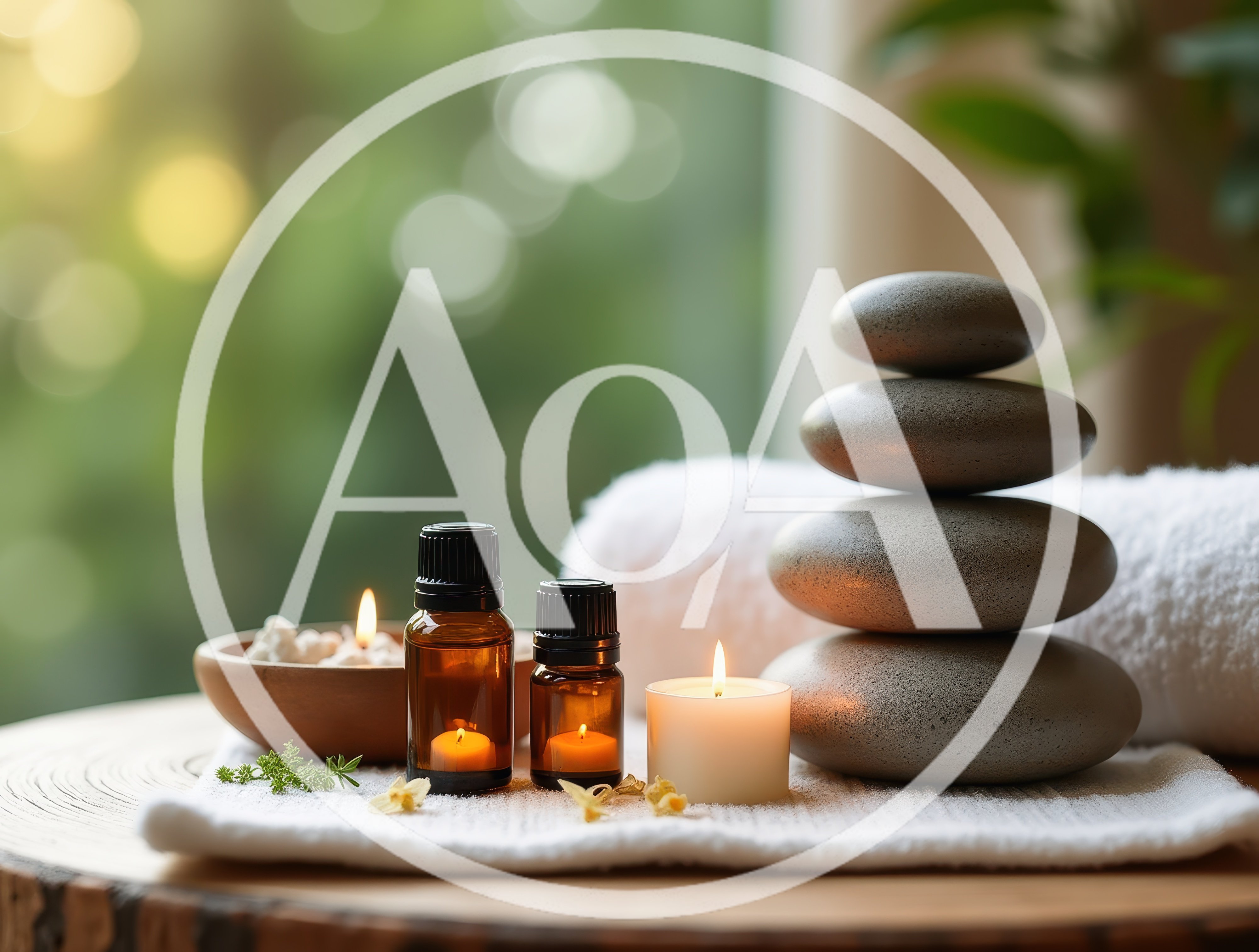 Spa Relaxation Setting With Essential Oils And Stones