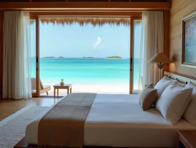 Luxury Beachfront Bedroom With Tropical Ocean View