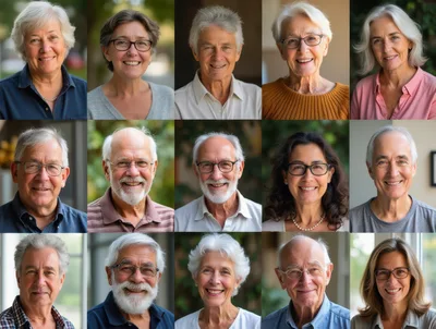 Collage Of Diverse Senior Adults Smiling At Camera