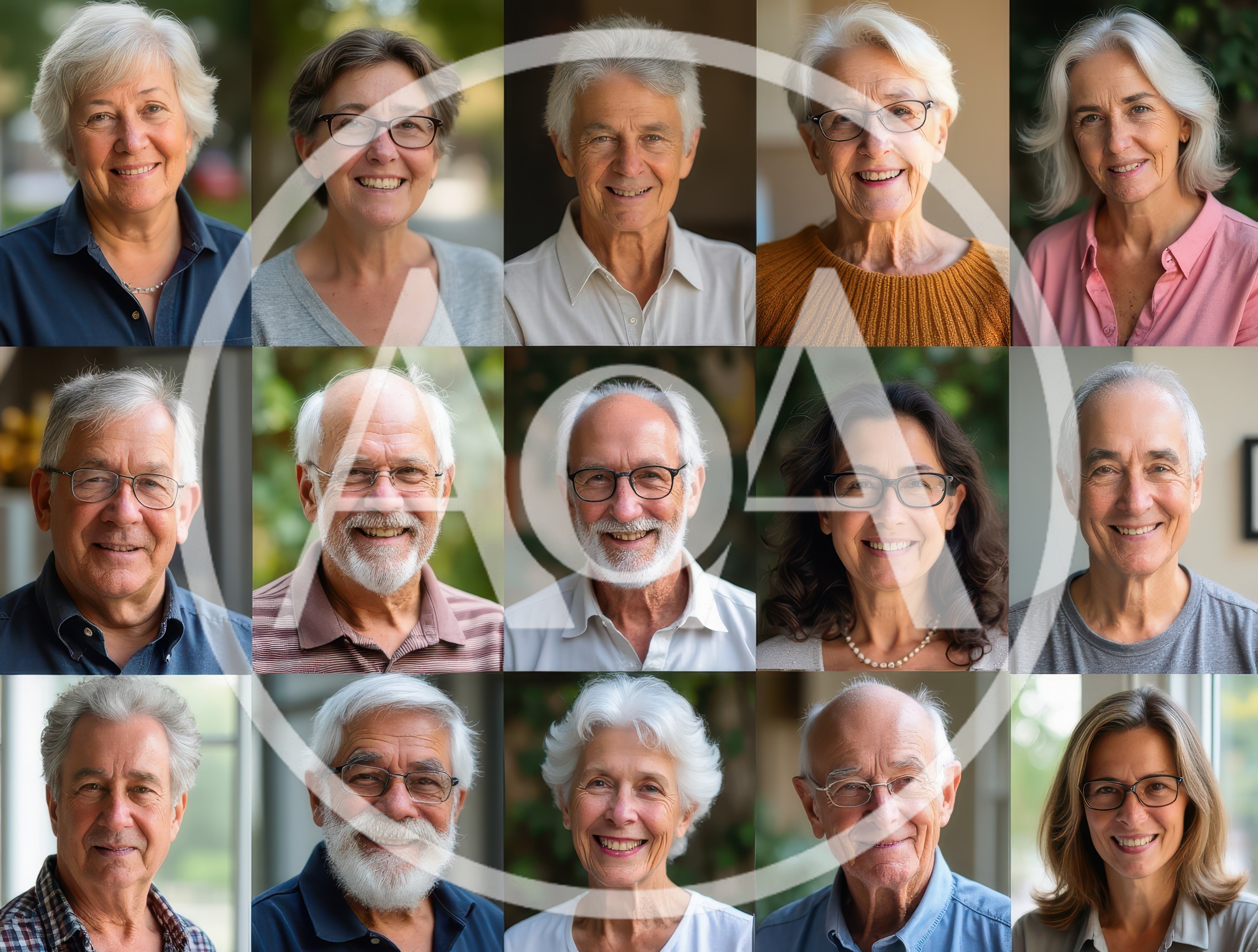 Collage Of Diverse Senior Adults Smiling At Camera