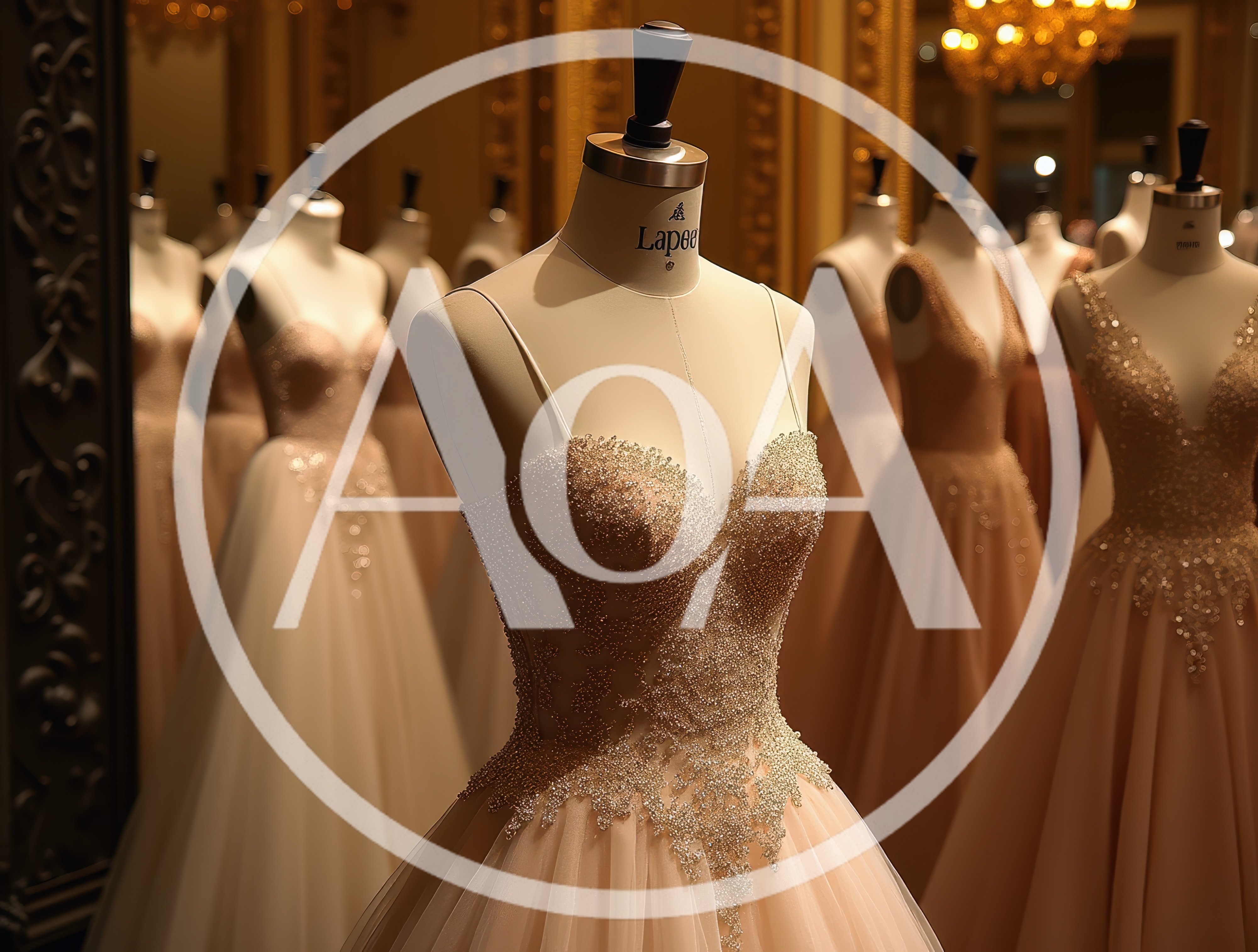 Elegant Wedding Dresses Displayed On Mannequins In Boutique
