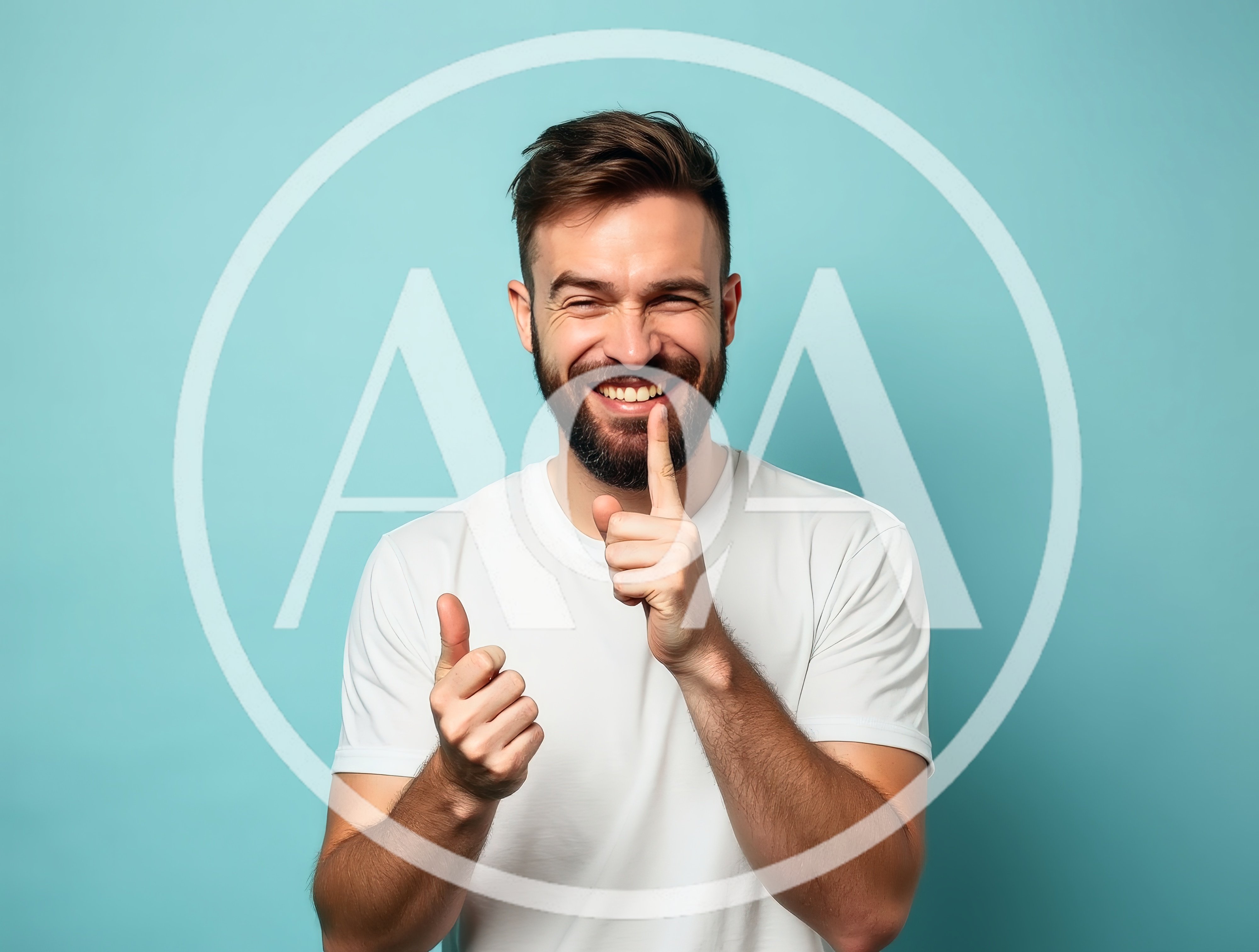 Happy Man Making A Quiet Gesture