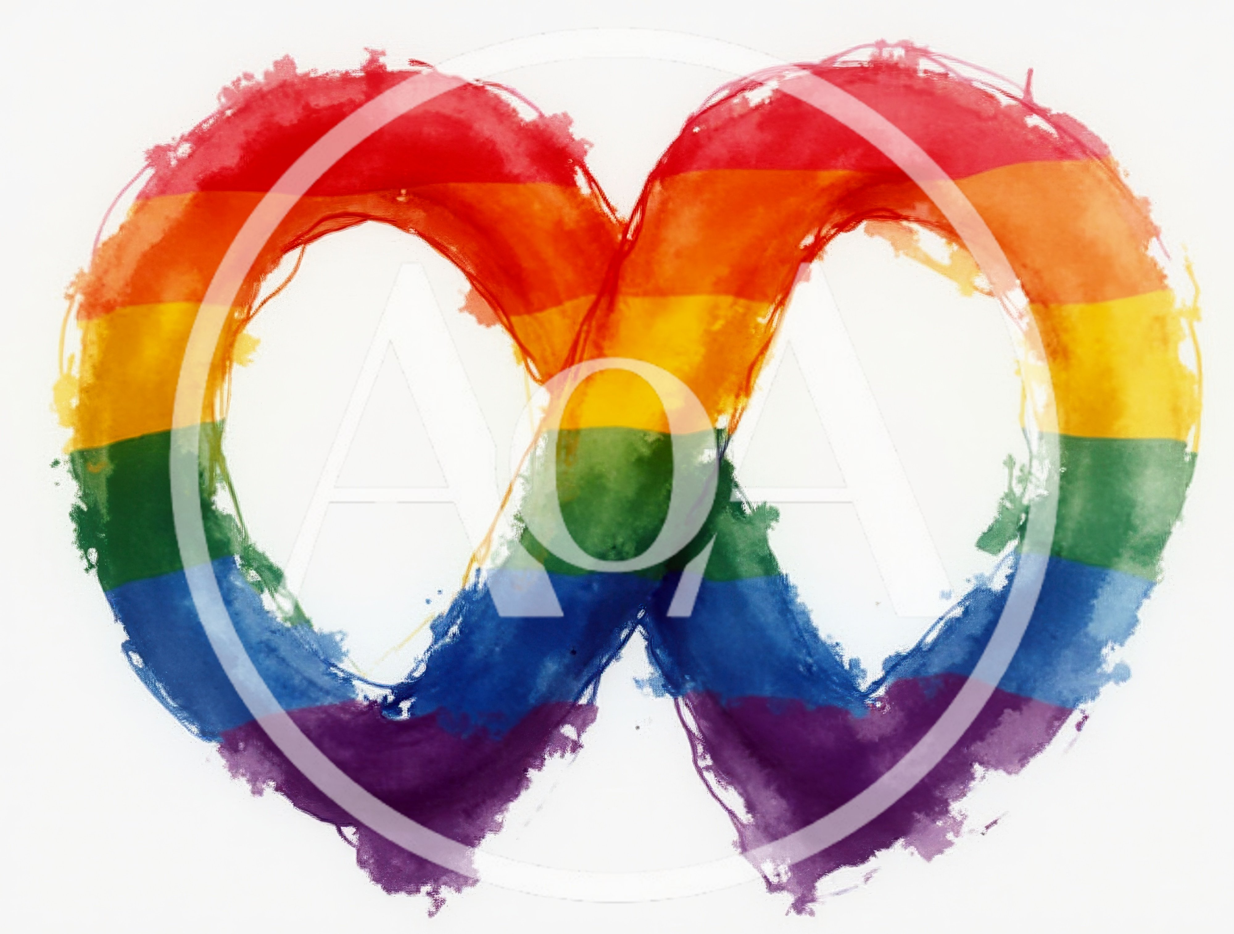 Watercolor Rainbow Infinity Symbol On White Background