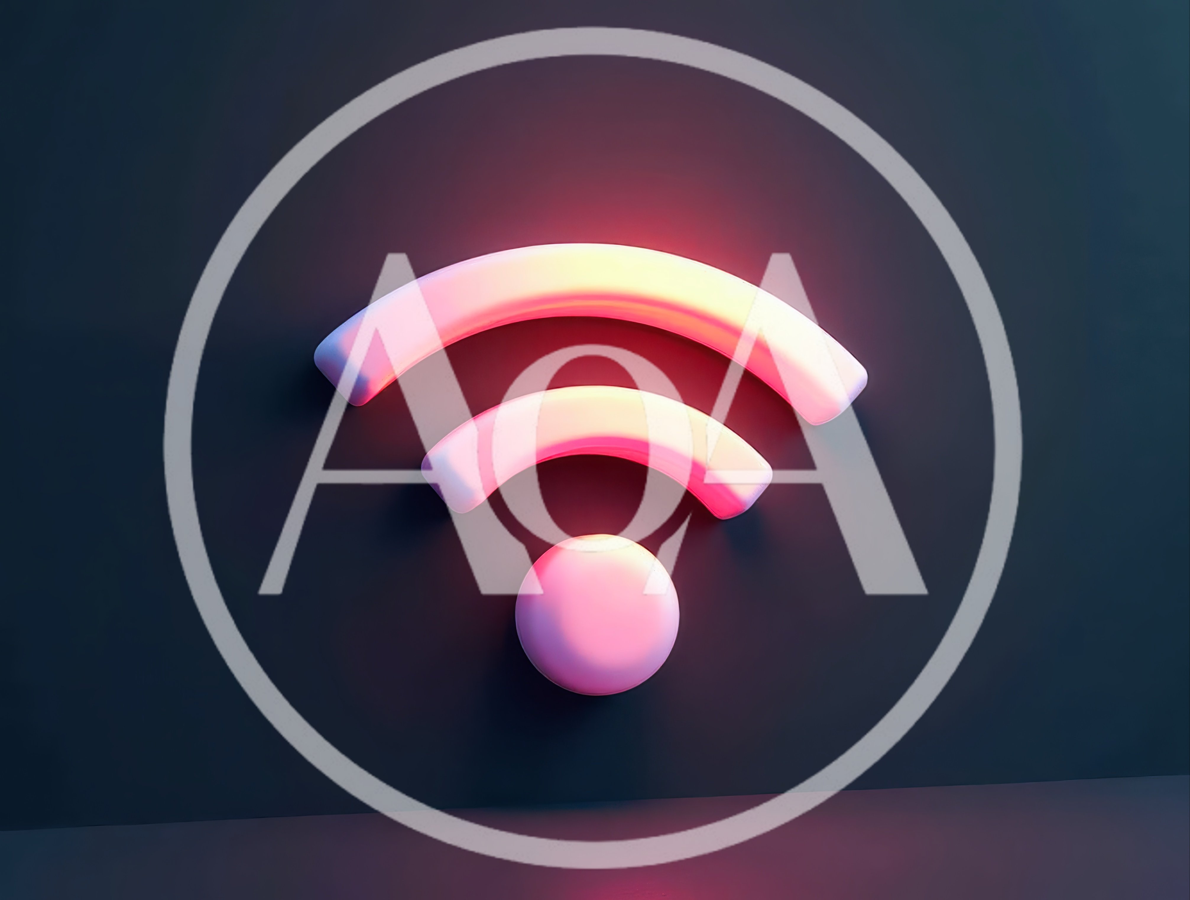 Glowing Neon Wi-Fi Symbol On Dark Background