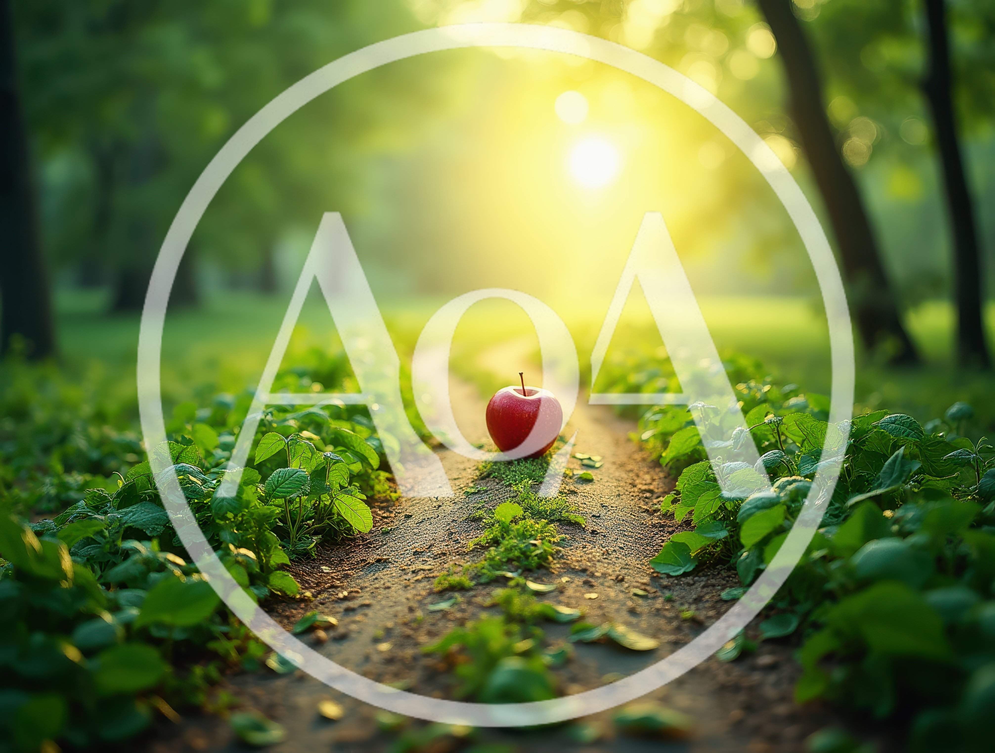 Single Red Apple Resting On A Forest Path