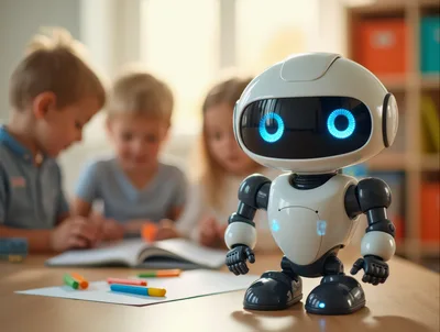 Small Educational Robot Interacting With Children In Classroom
