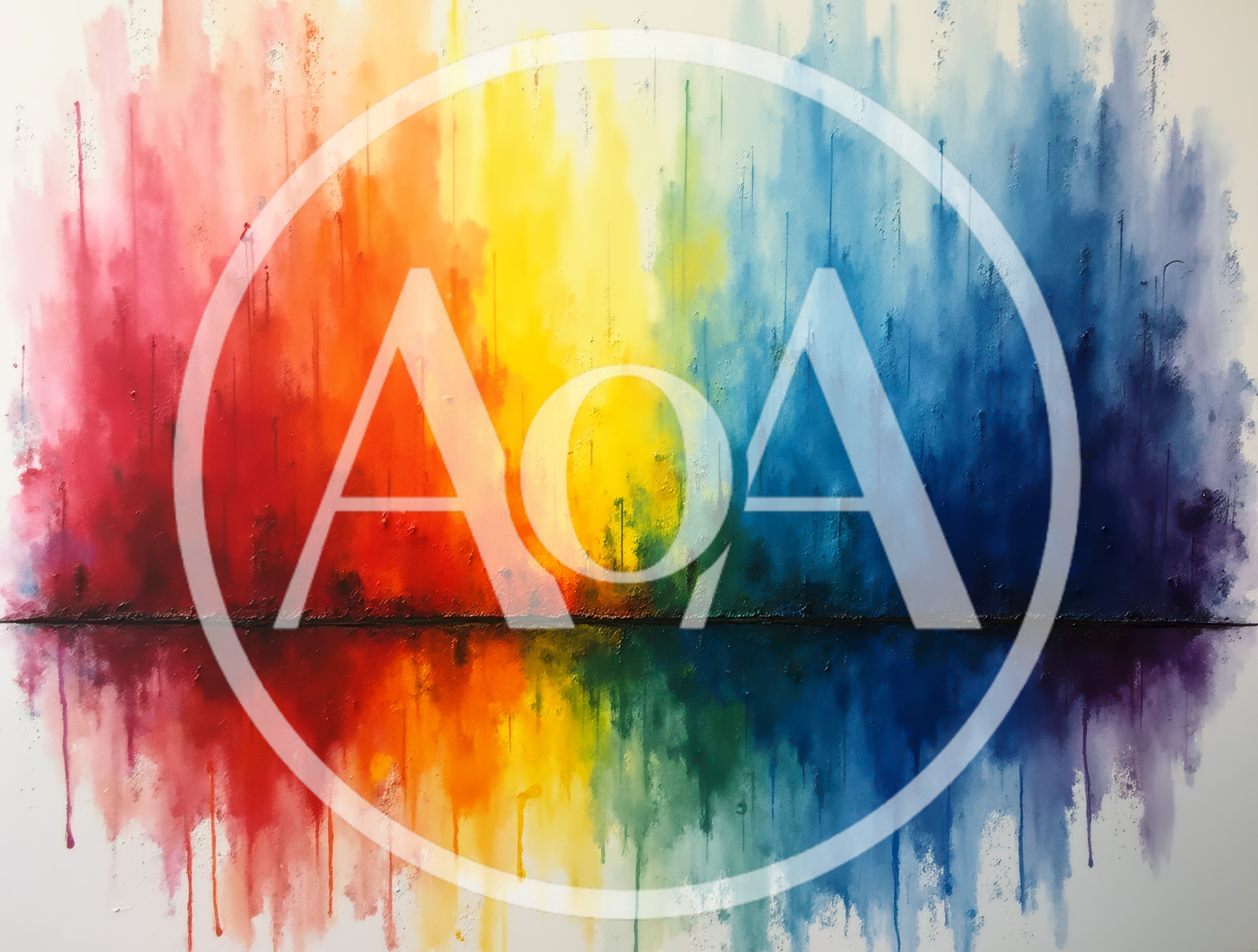 Abstract Rainbow Gradient Painting With Vertical Drip Texture