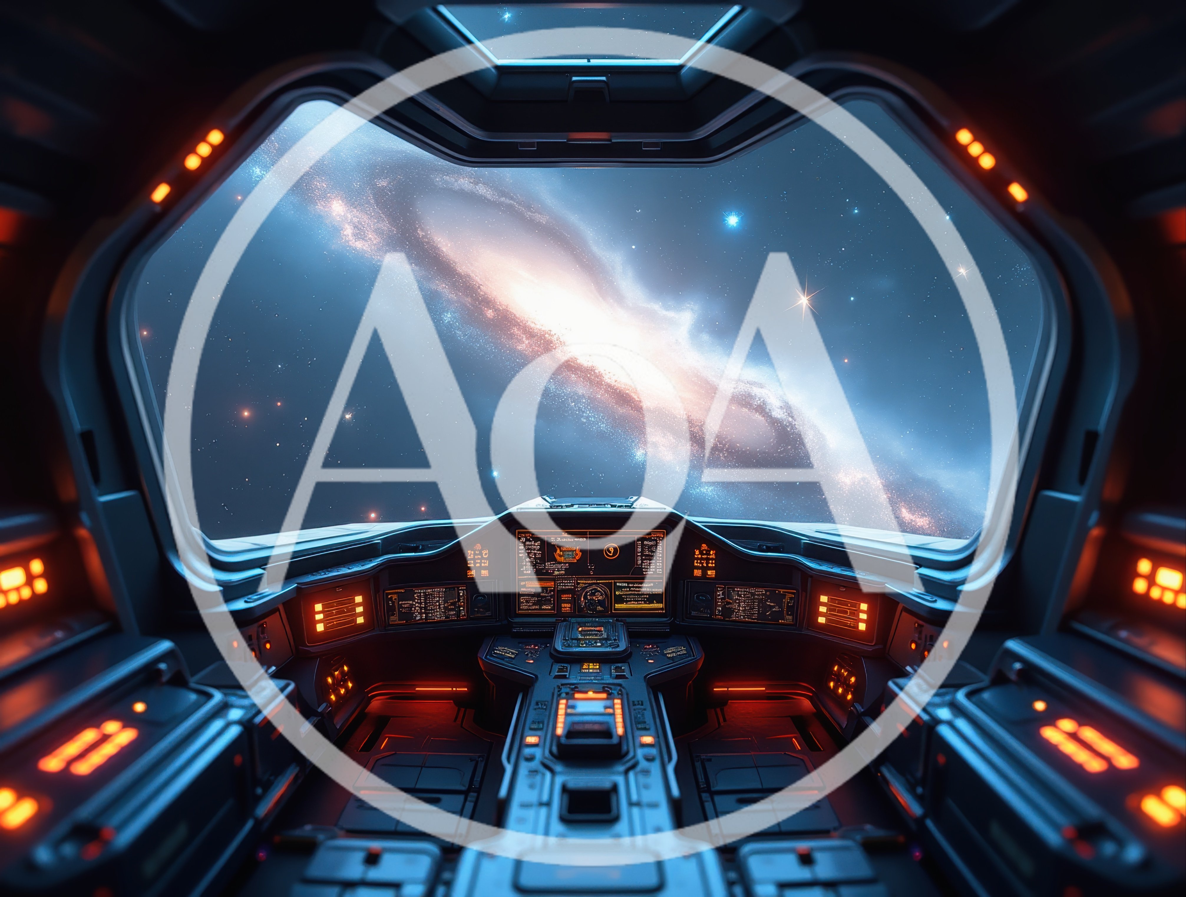 Futuristic Spaceship Cockpit View Of A Spiral Galaxy