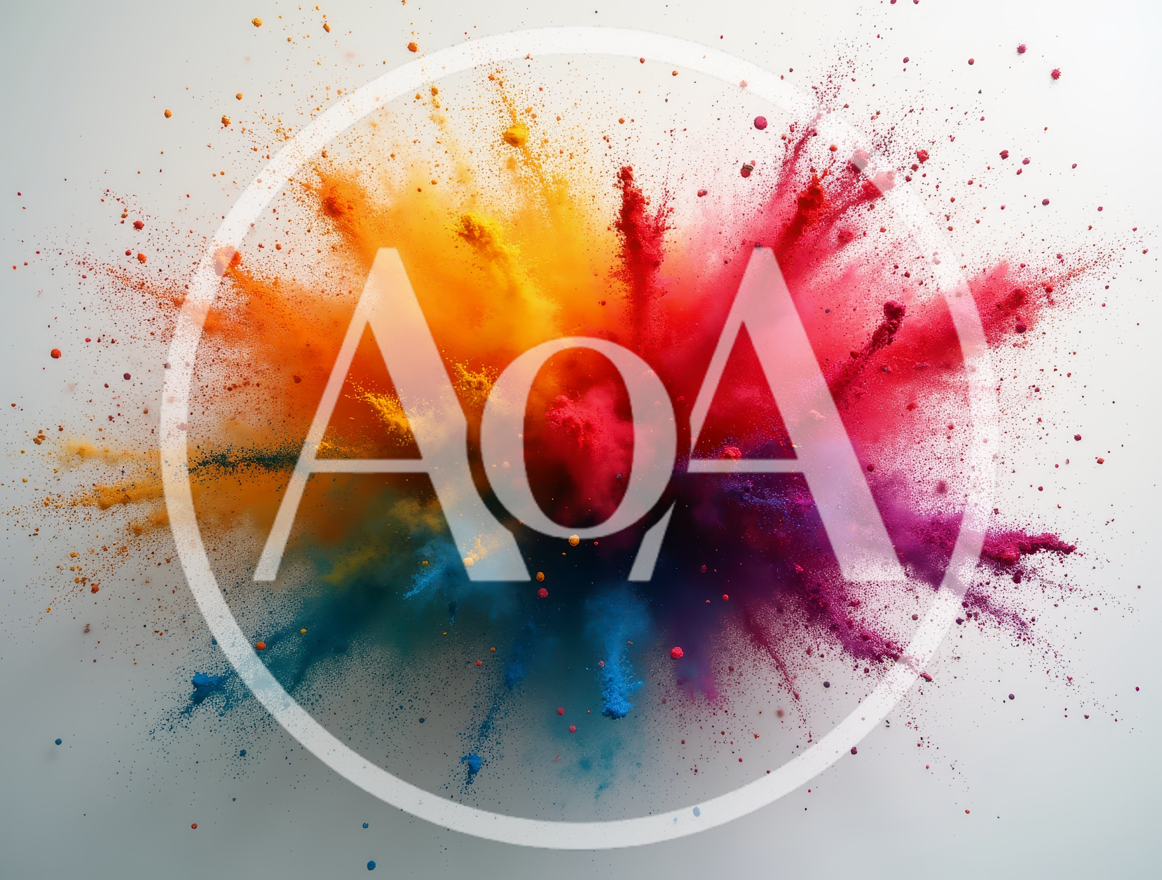 Vibrant Multi-Colored Powder Explosion Against White Background
