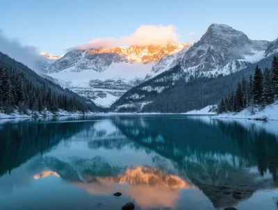 Lake Louise Mountain Reflection At Sunrise