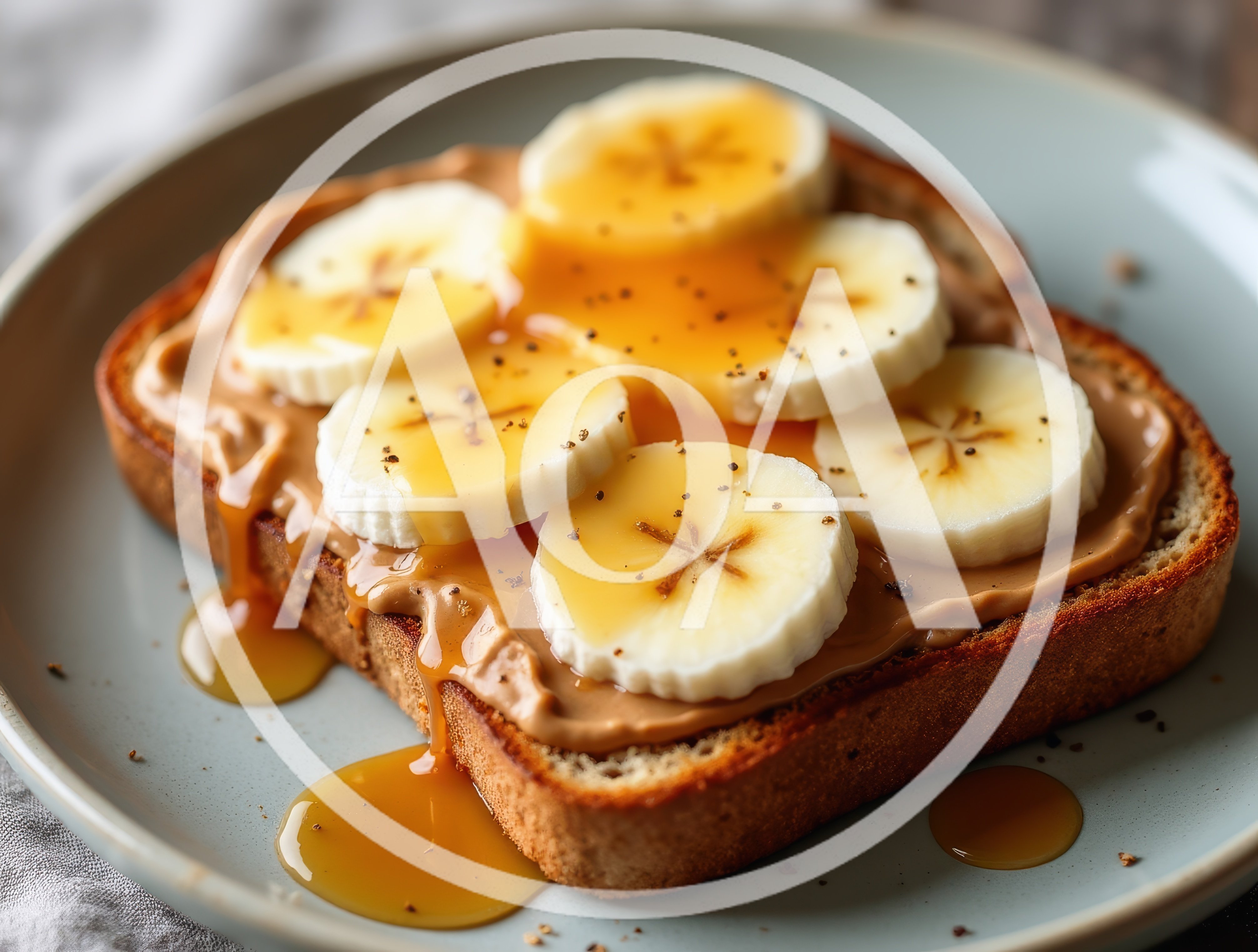 Peanut Butter and Banana Toast with Honey Drizzle