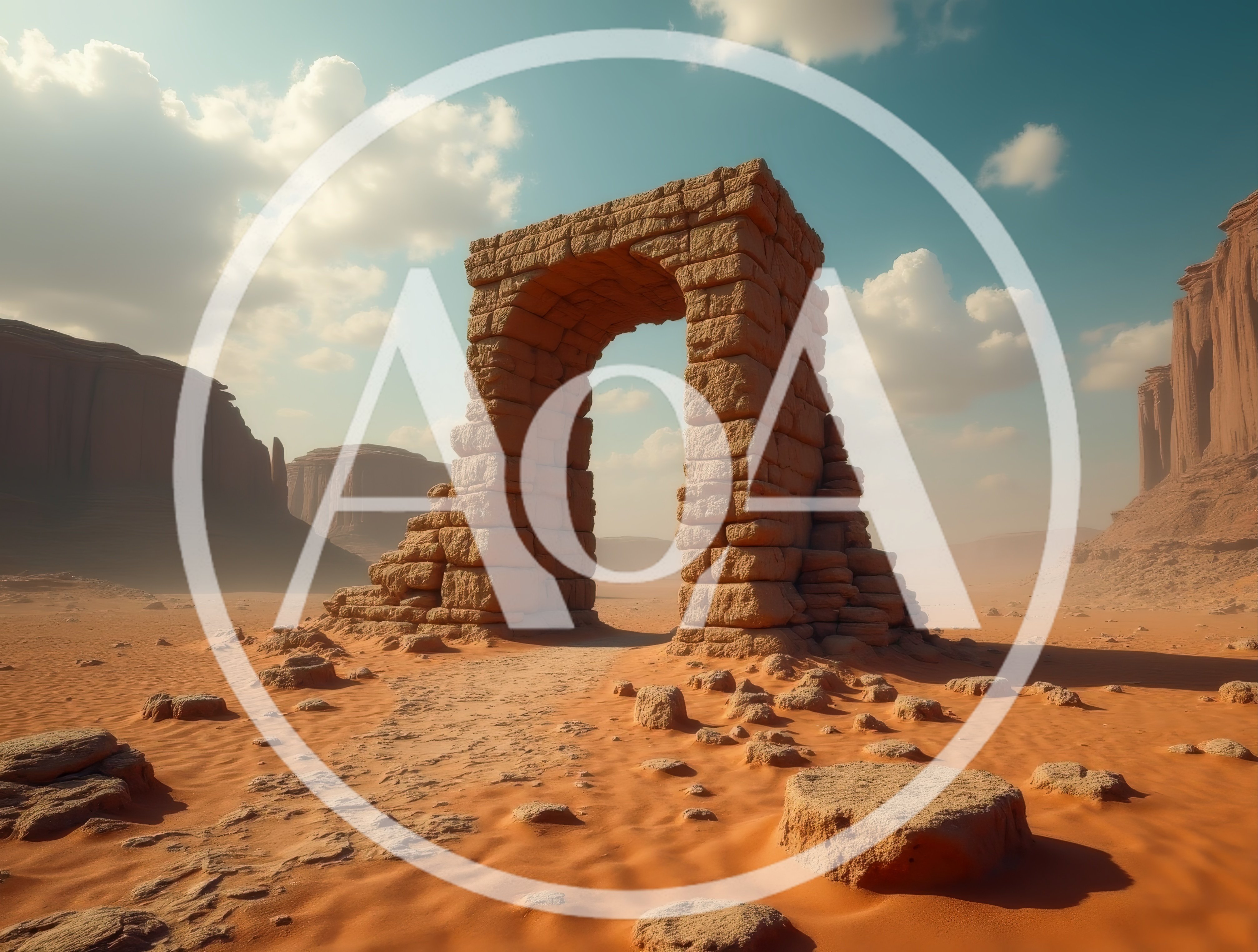 Ancient Stone Archway In A Desert Landscape