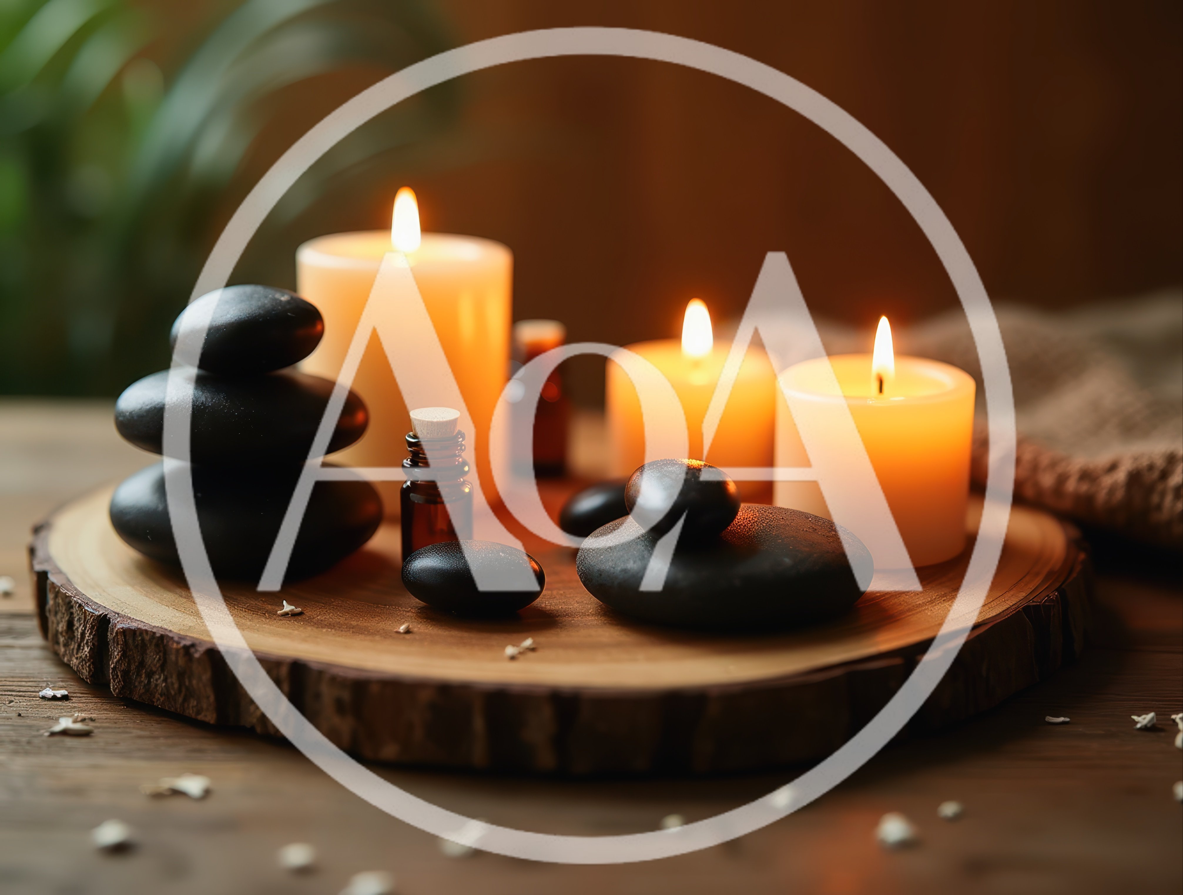 Spa Relaxation Setting With Candles And Stones