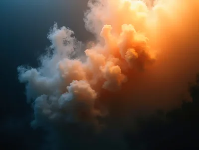 Abstract Clouds Of Orange And Blue Smoke