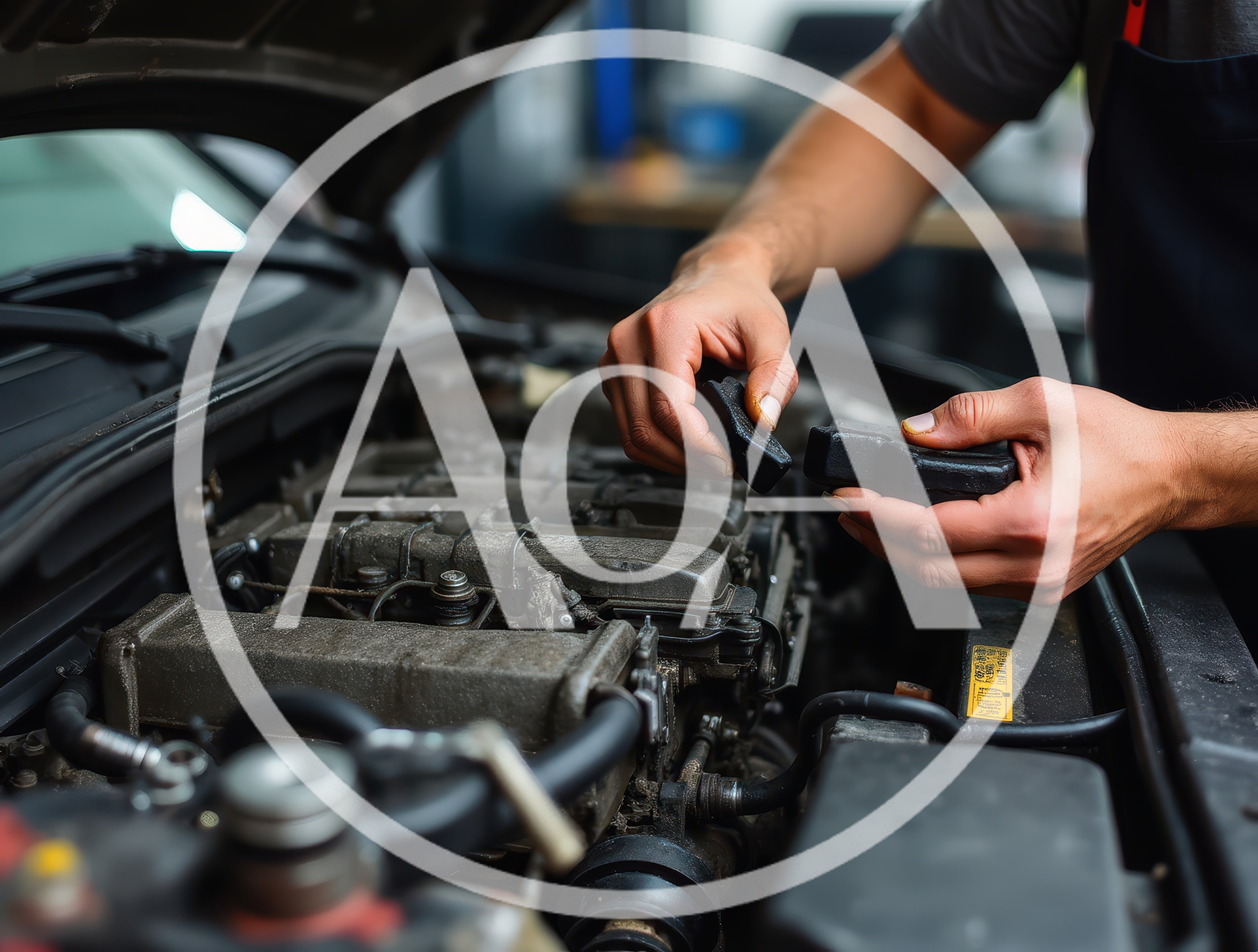 Mechanic Inspecting Car Engine Components In Workshop