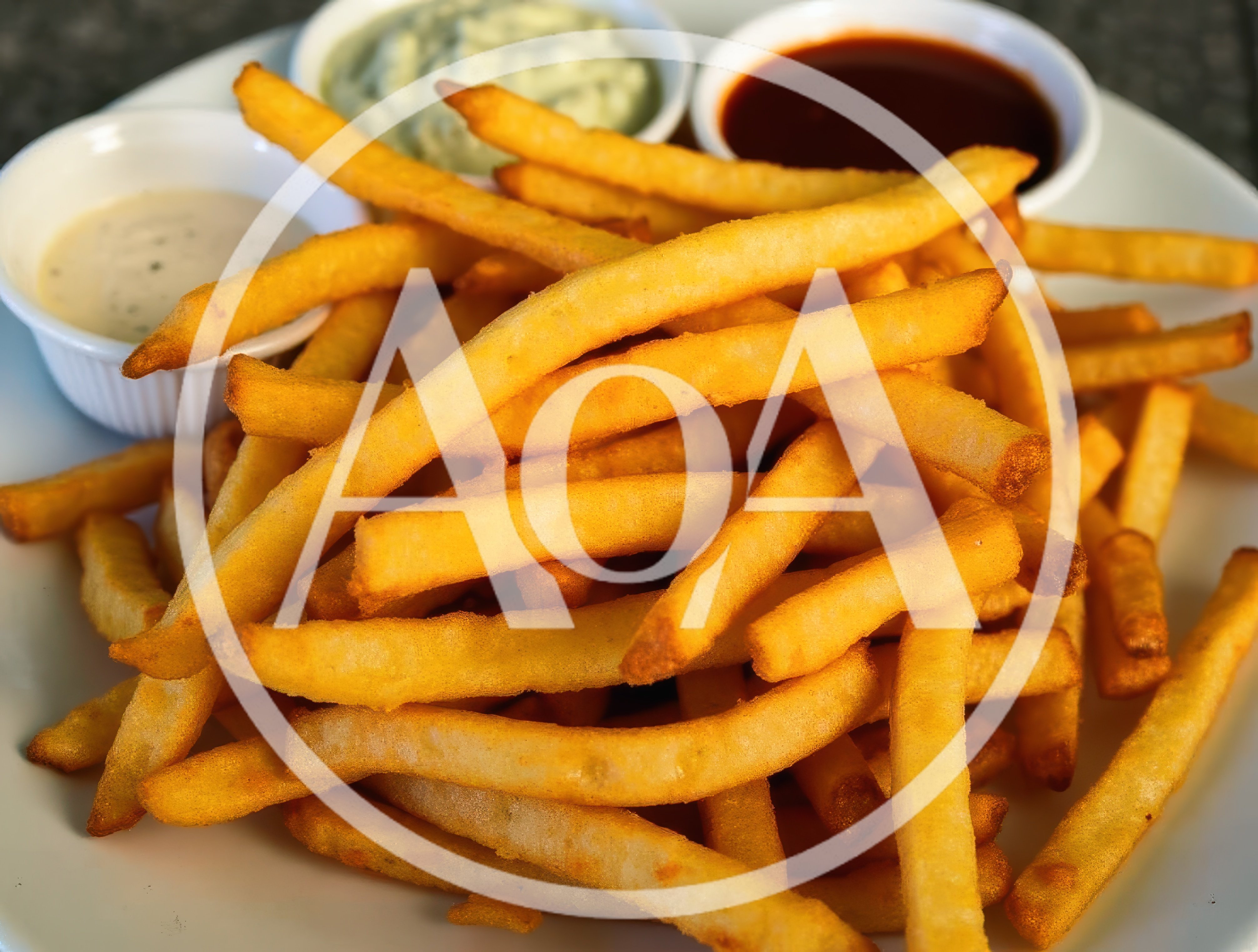Golden Crispy French Fries With Assorted Dipping Sauces