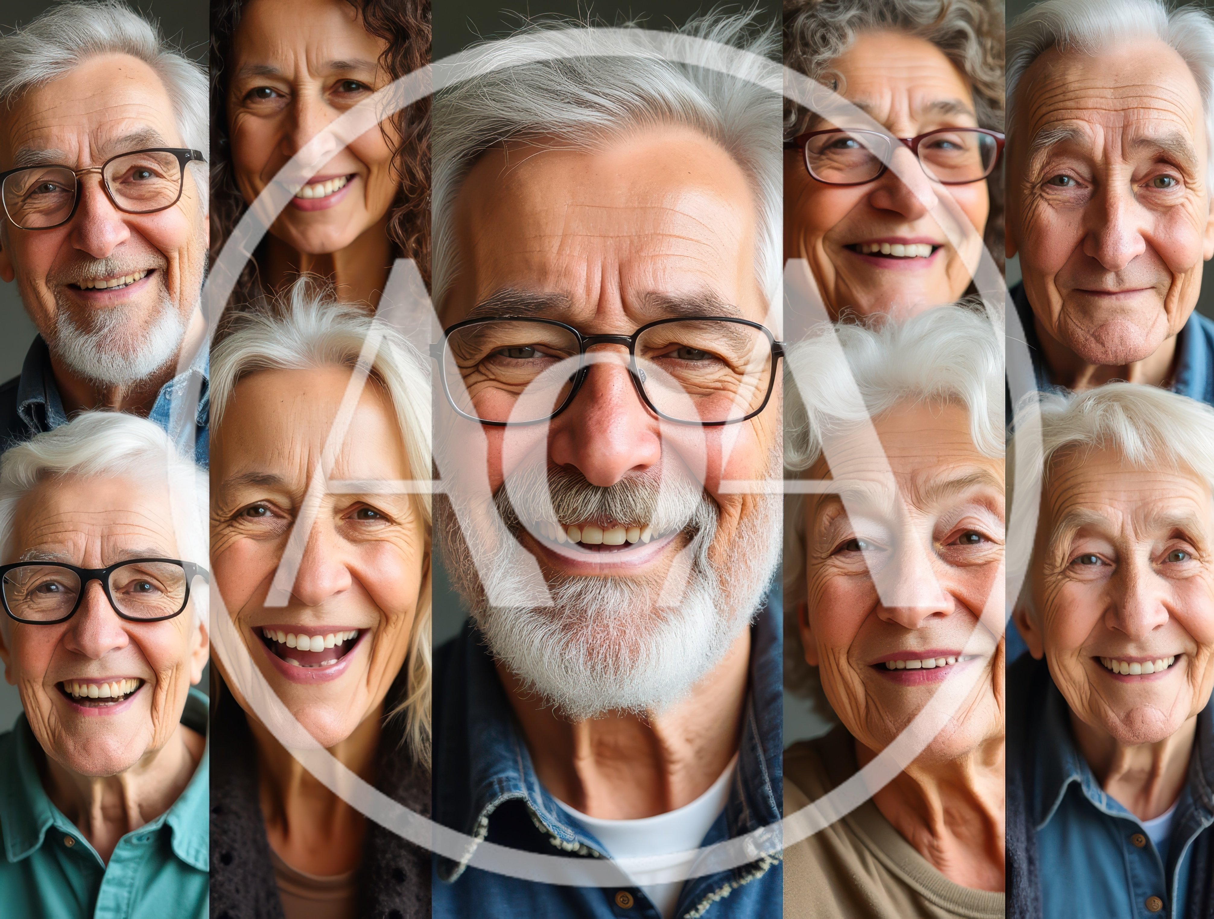 Collage Of Diverse Happy Senior Citizens Smiling