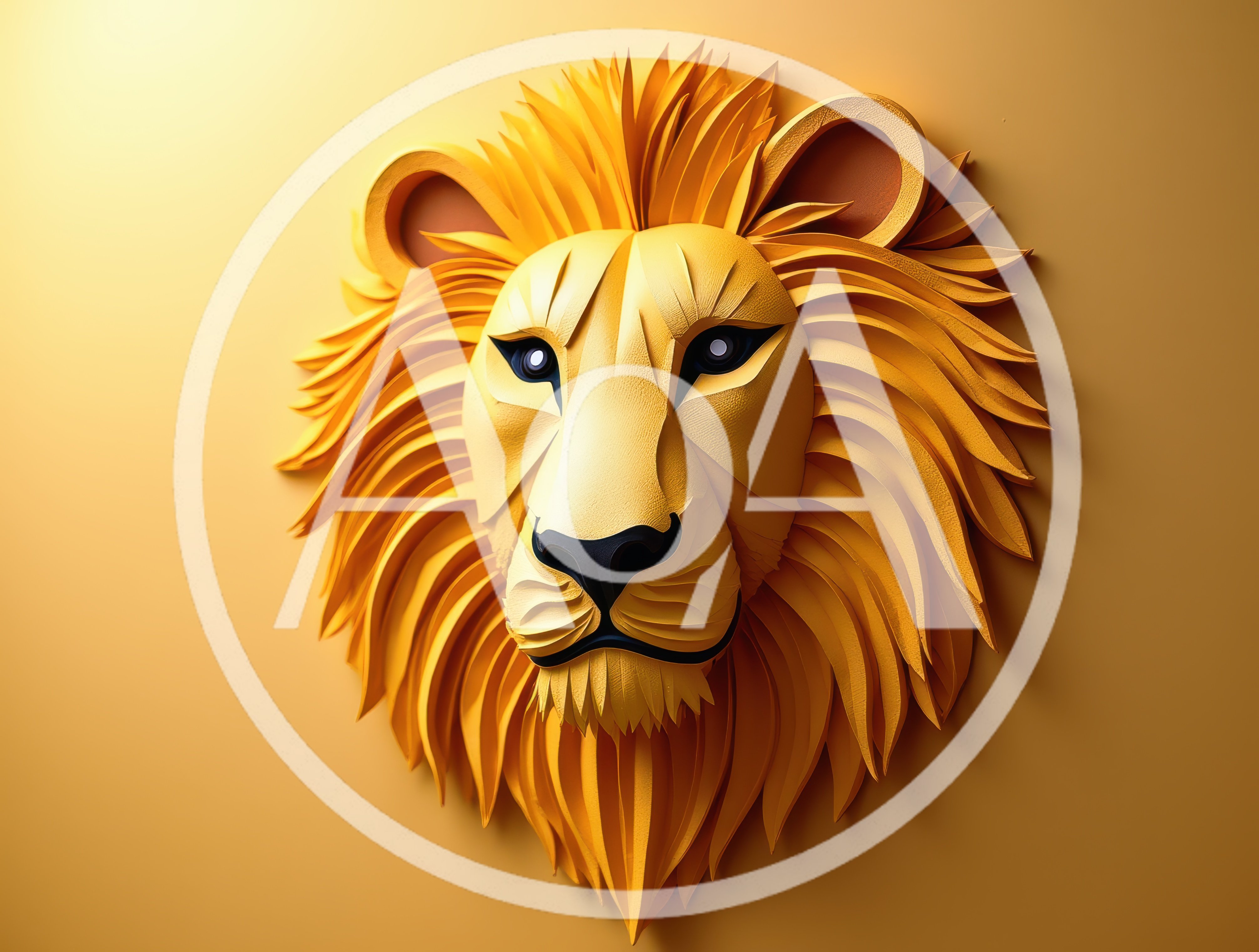 Stylized Papercraft Lion Head Wall Sculpture